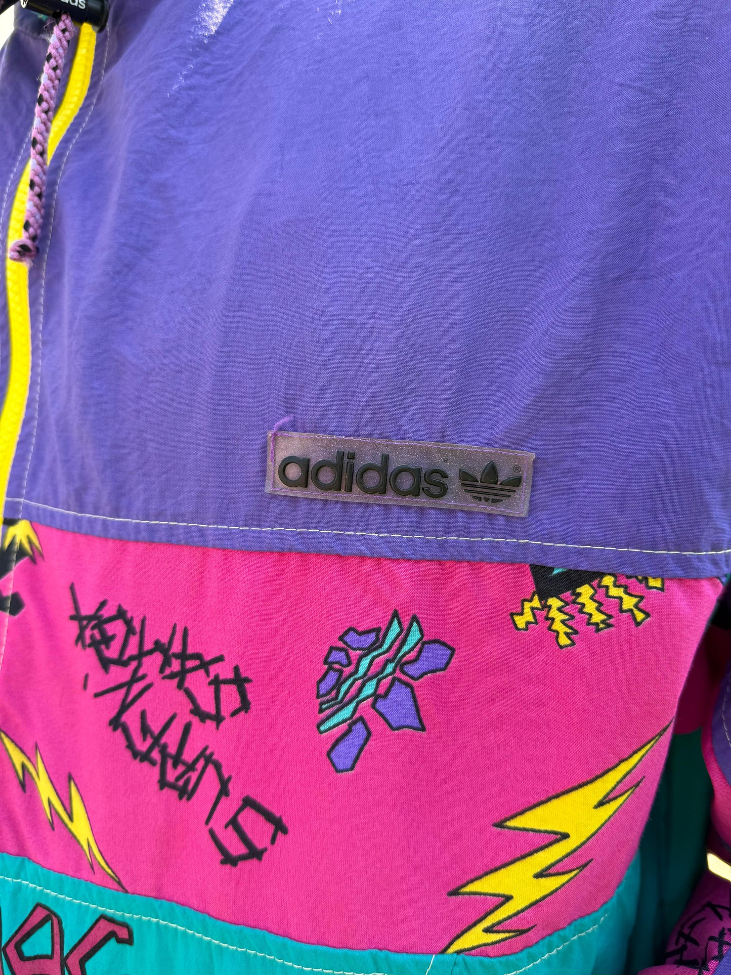 Vintage Adidas Tiki Style Full Zip Windbreaker Track Jacket 80s 90 - L/Large