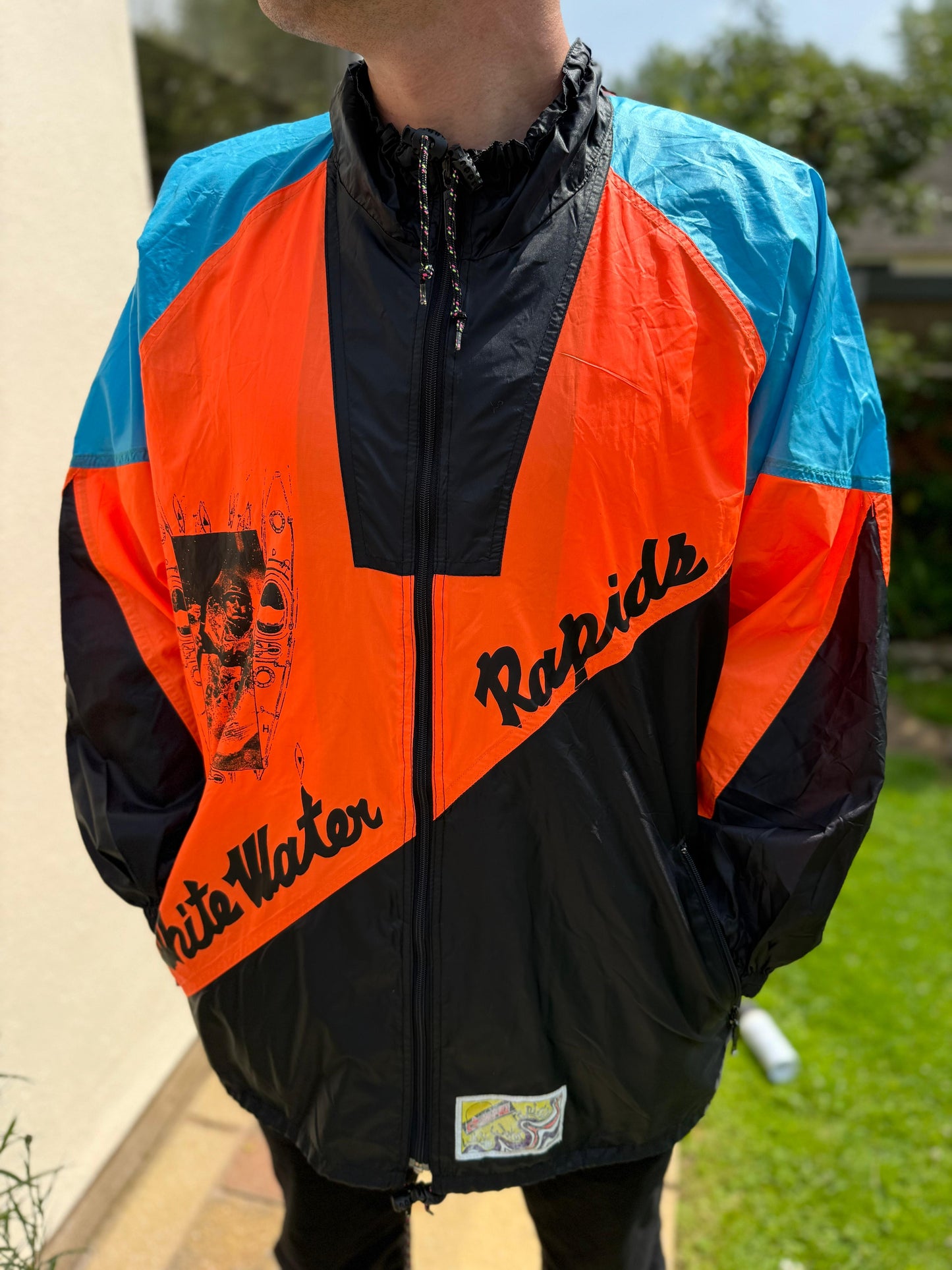 Awesome Campri Rapids Retro Full Zip Hooded Windbreaker Jacket - L/Large