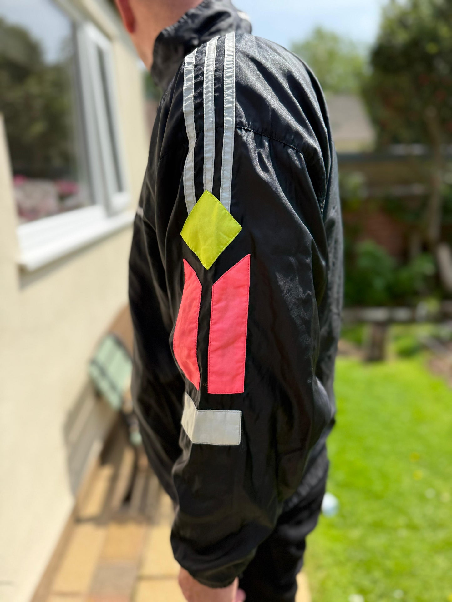 Vintage Adidas Black Full Zip Track Windbreaker Jacket - L/Large 40/42