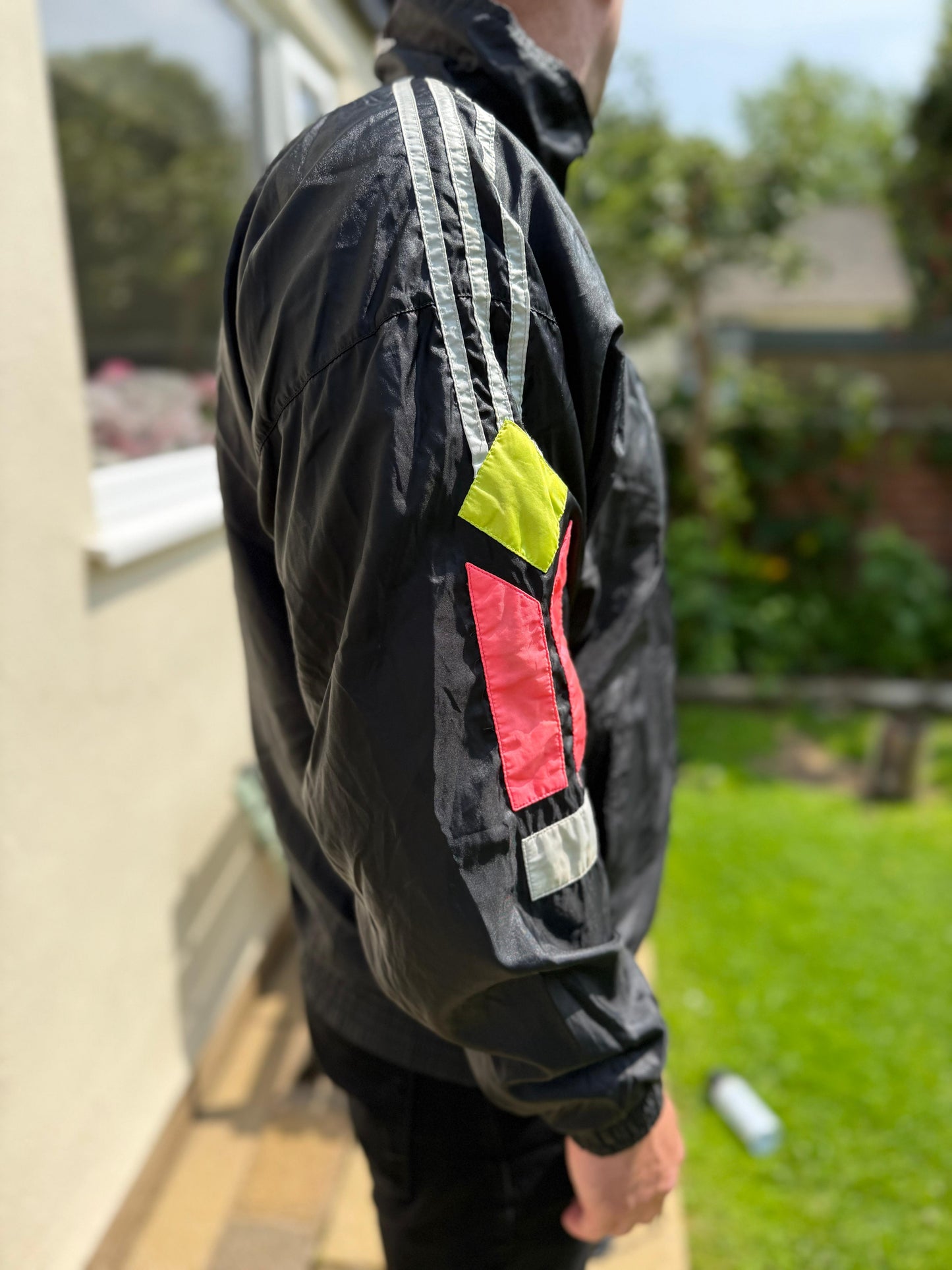 Vintage Adidas Black Full Zip Track Windbreaker Jacket - L/Large 40/42
