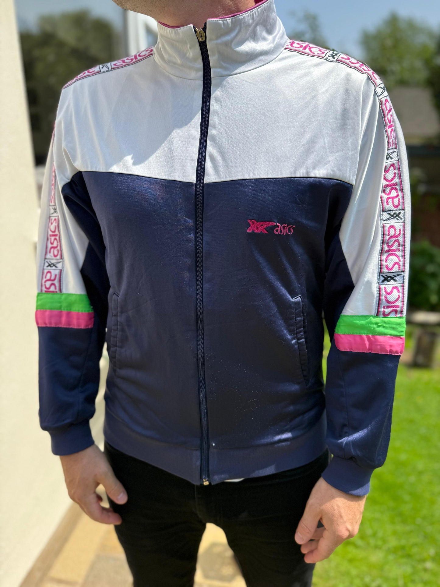 Vintage Unisex Asics Casual Tracksuit Style Sport Jacket - M/L Medium/Large