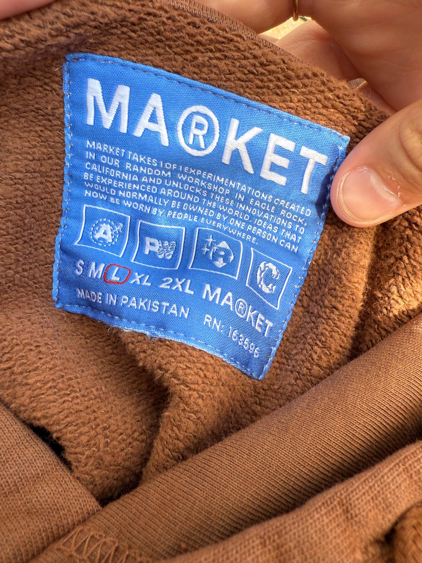 Brand New Market Spellout Brown Pullover Hoodie - L/Large