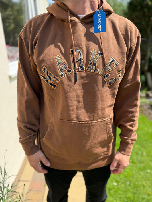 Brand New Market Spellout Brown Pullover Hoodie - L/Large