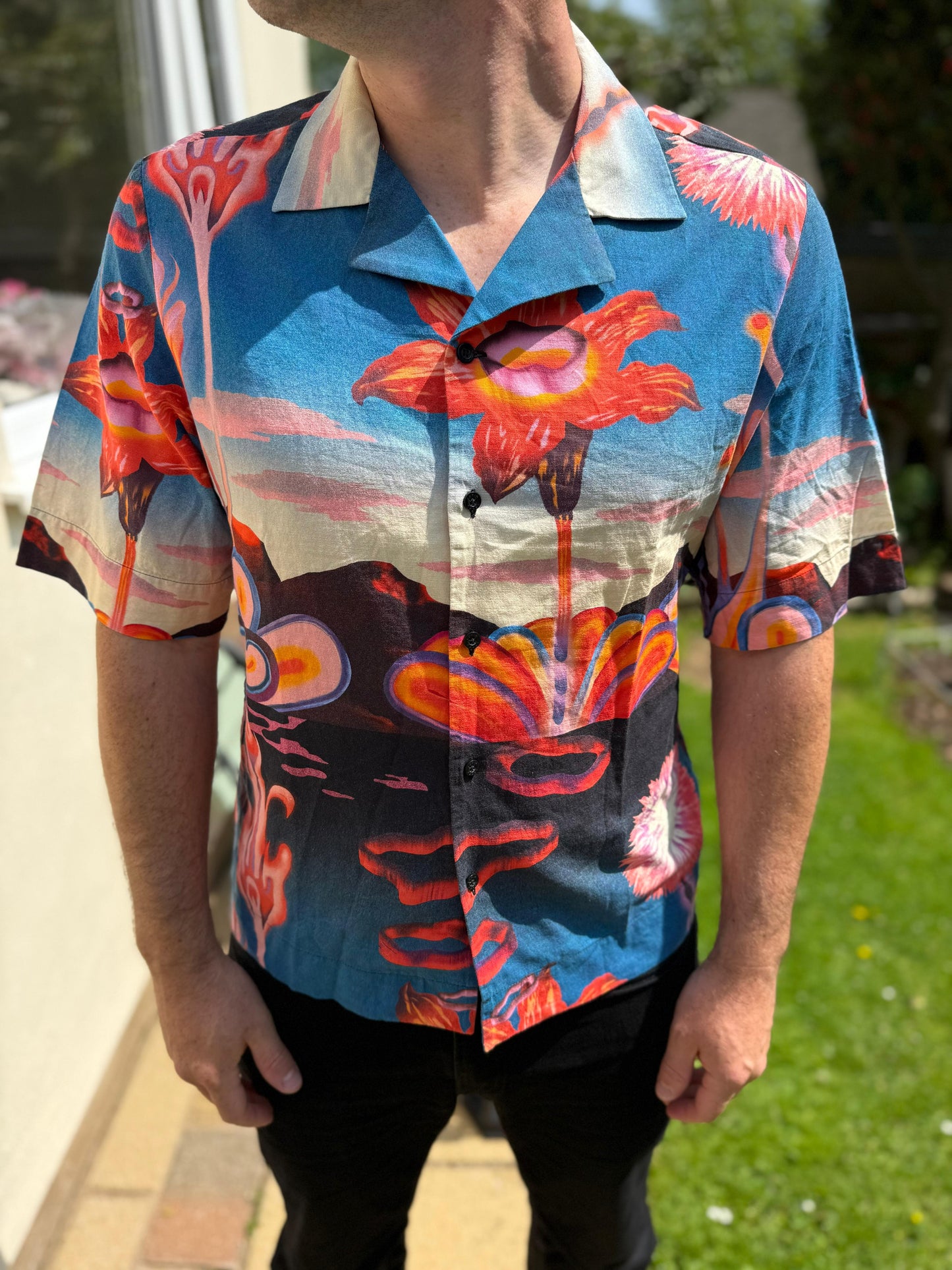 Brand New Mens EDWIN Japan Short Sleeve Floral Shirt RRP £130 - M/Medium