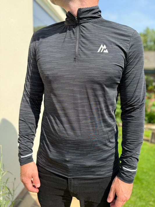 Montirex Black/Grey 1/4 Zip Long Sleeve Pullover Top - M/Medium