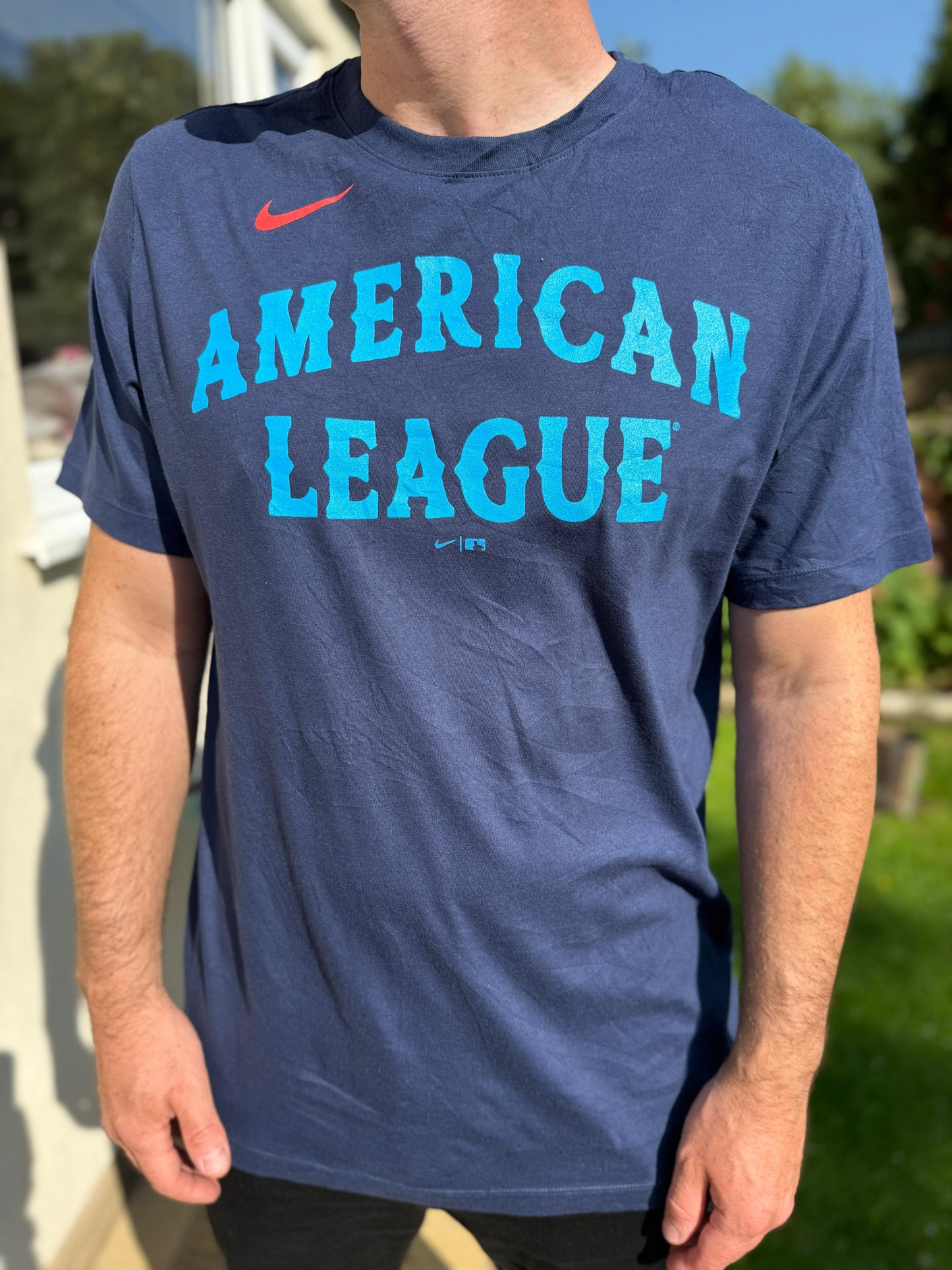 Nike American League Baseball Navy Short Sleeve T-Shirt Top (MLB) - L/Large