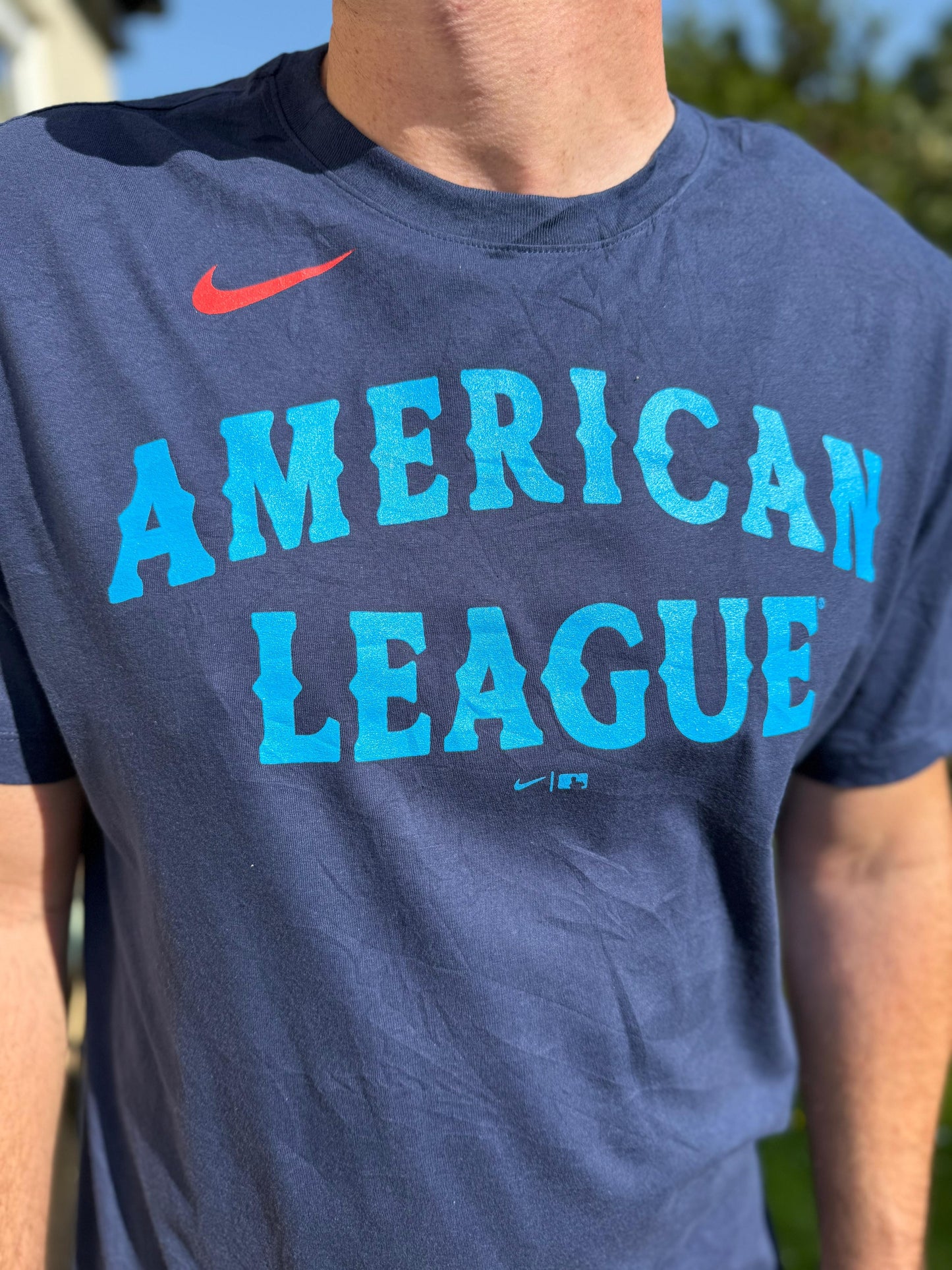 Nike American League Baseball Navy Short Sleeve T-Shirt Top (MLB) - L/Large