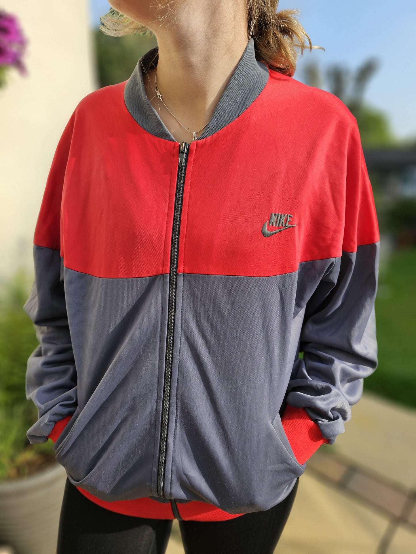 Awesome Vintage Nike Track/Windbreaker Style Full Zip Sport Jacket - L/Large
