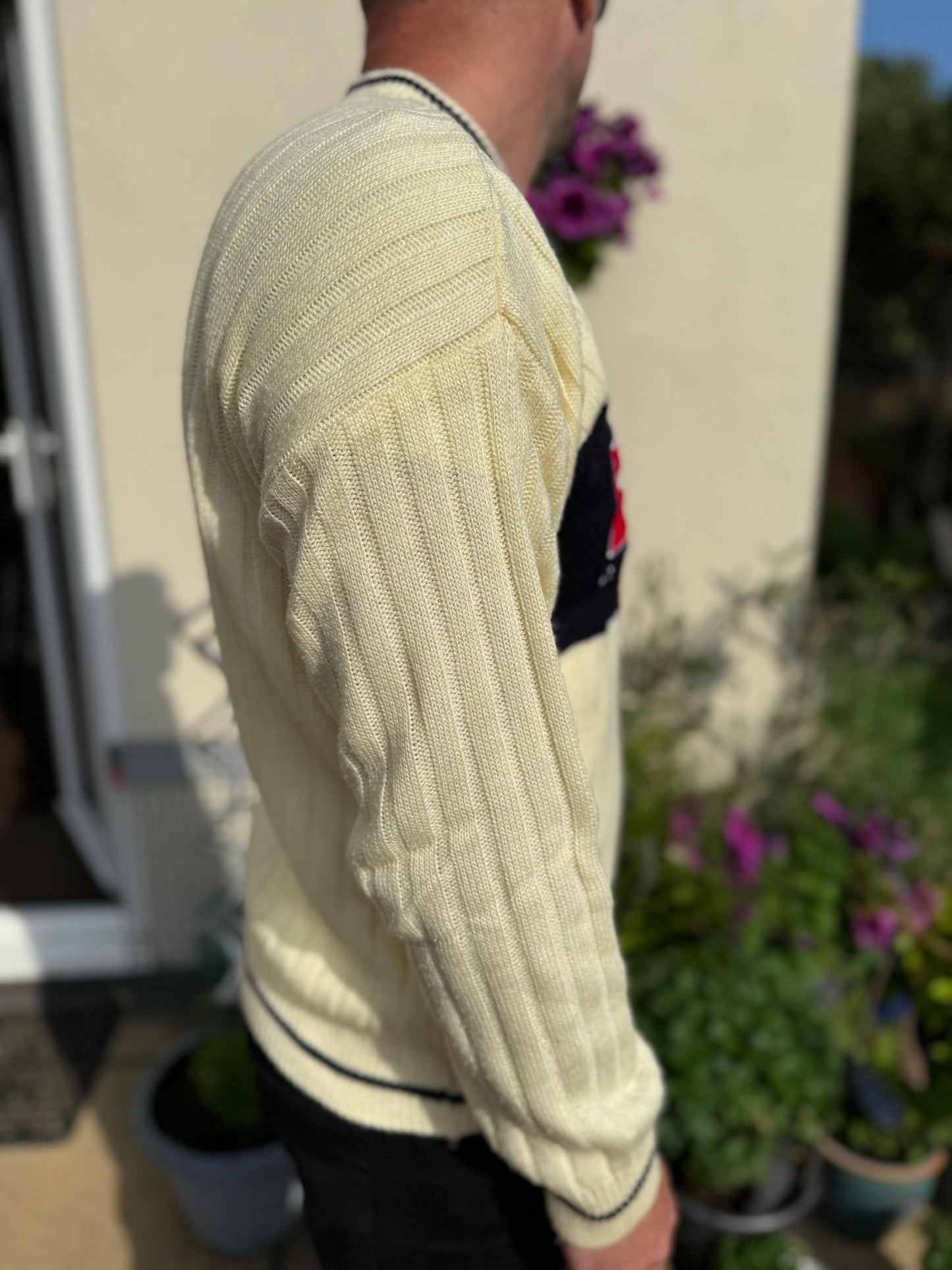 Diesel Cream Y2K Pullover Knitted Embroidered Jumper - L/Large