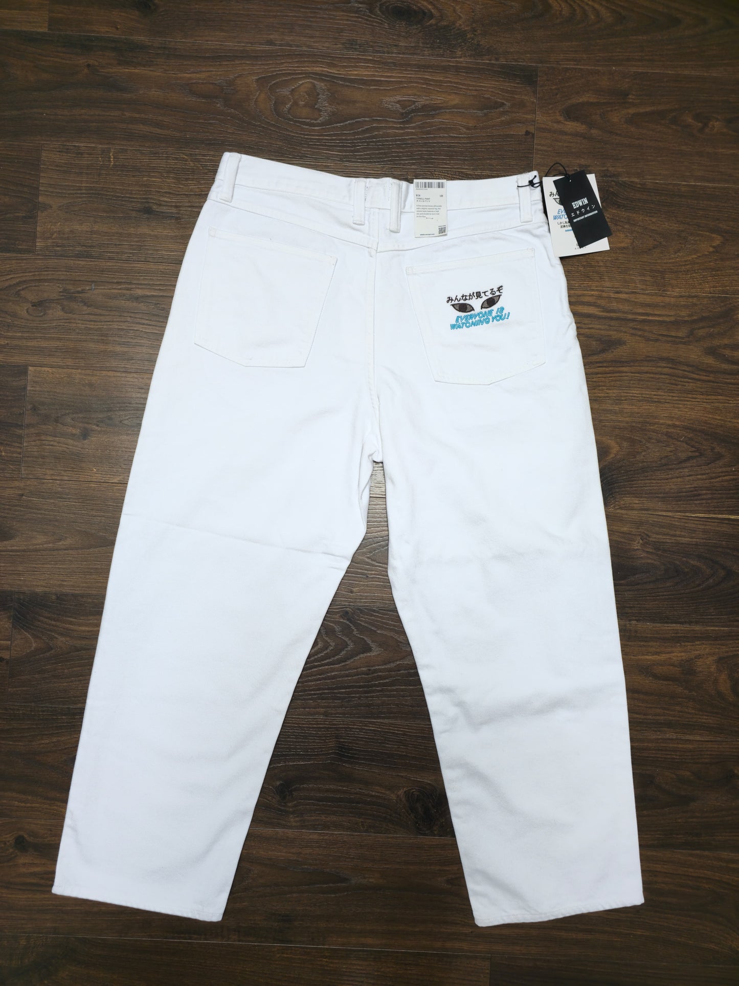 Mens EDWIN Japan Smart Casual White Embroidered Jeans  - RRP £120 - New With Tags