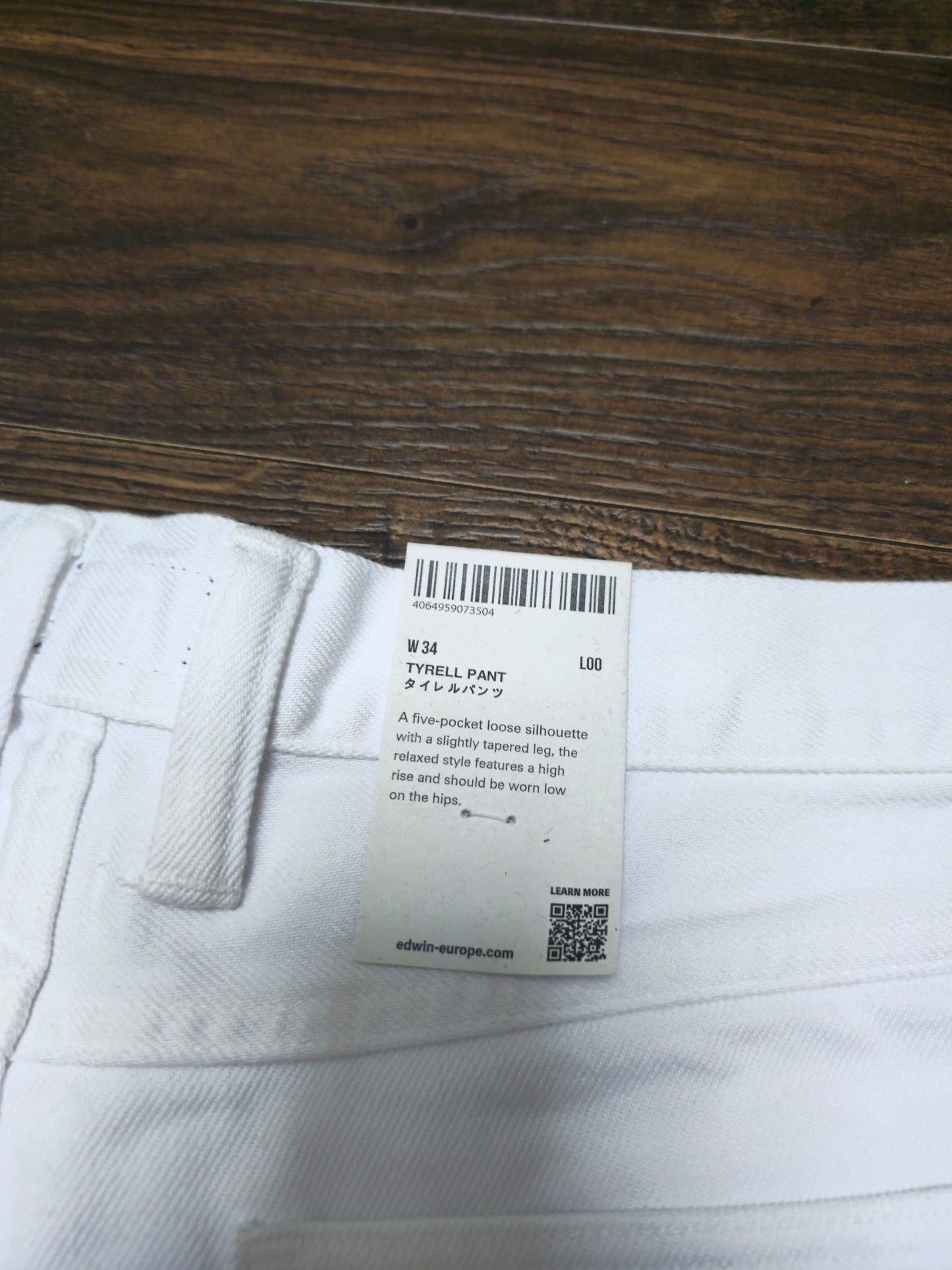 Mens EDWIN Japan Smart Casual White Embroidered Jeans  - RRP £120 - New With Tags