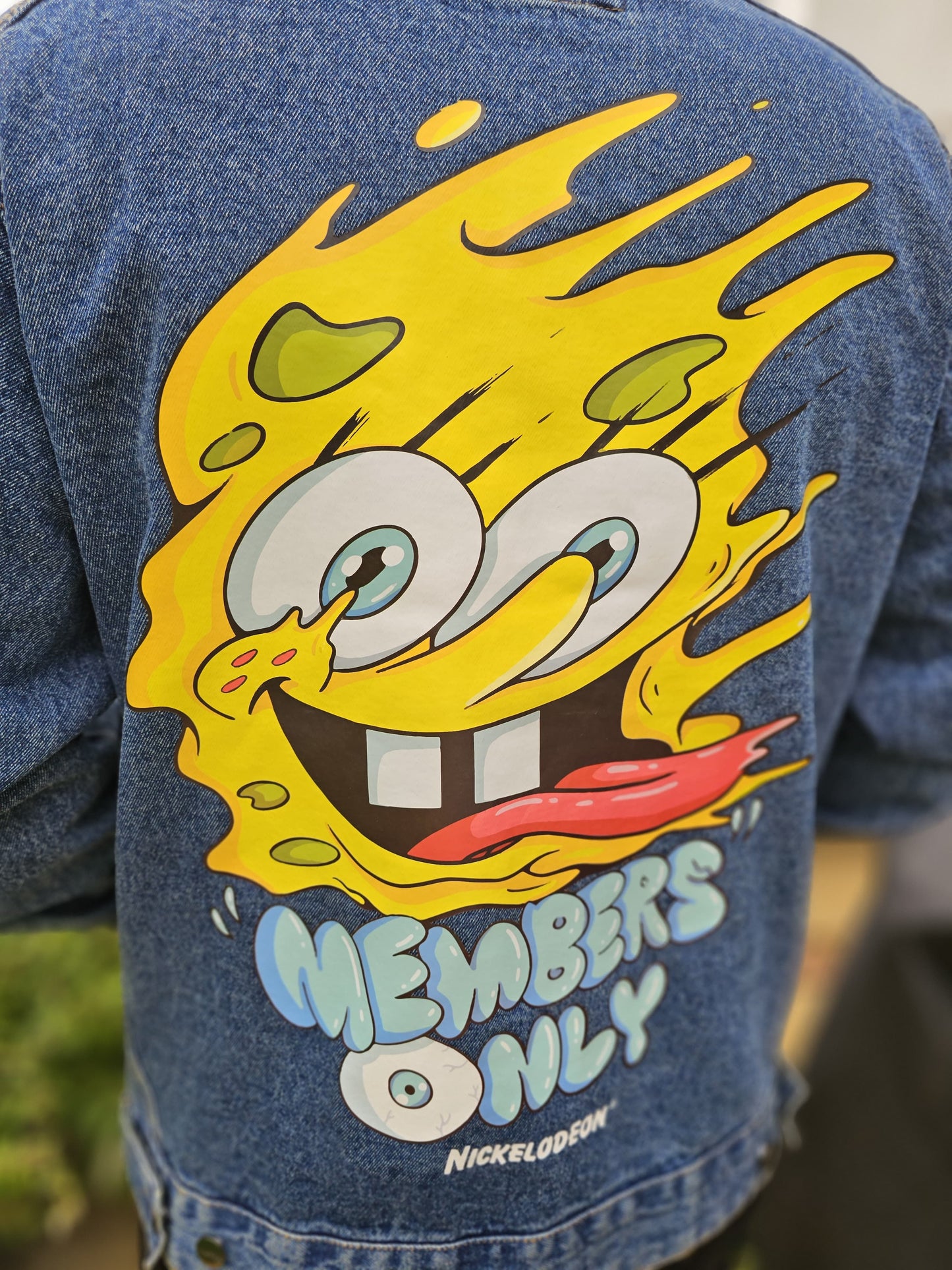 Rare Members Only X Nickelodeon X Sponge Bob Hoodie Denim Jacket - L/Large