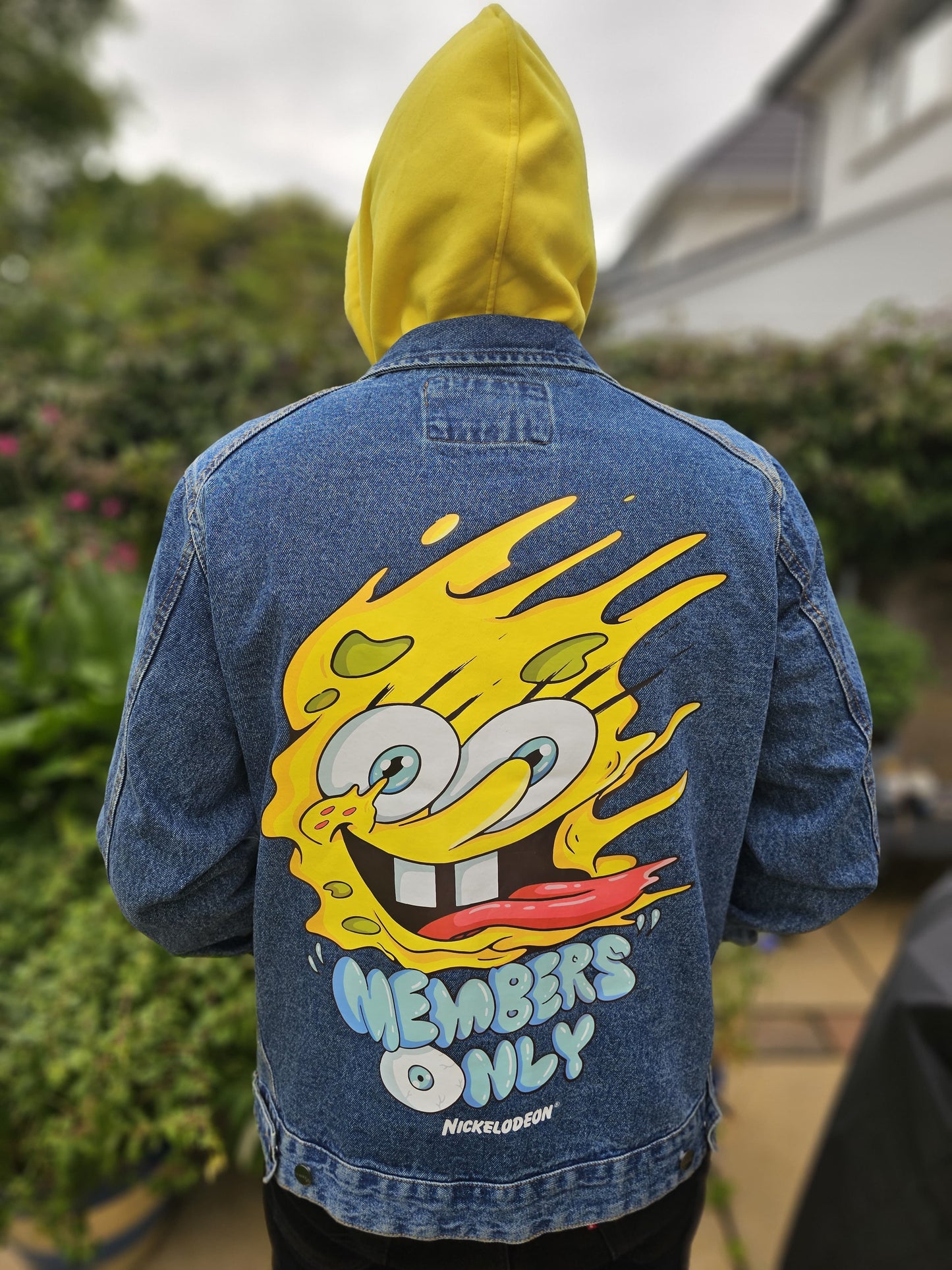 Rare Members Only X Nickelodeon X Sponge Bob Hoodie Denim Jacket - L/Large