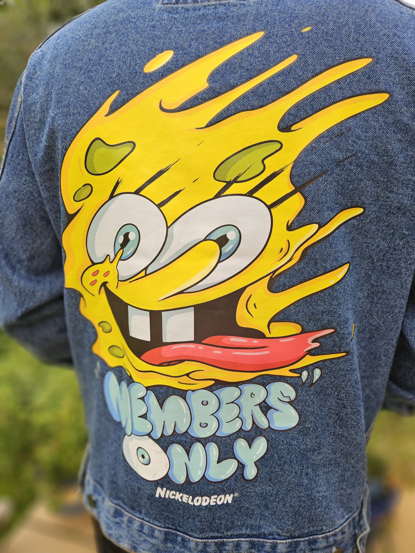 Rare Members Only X Nickelodeon X Sponge Bob Hoodie Denim Jacket - L/Large