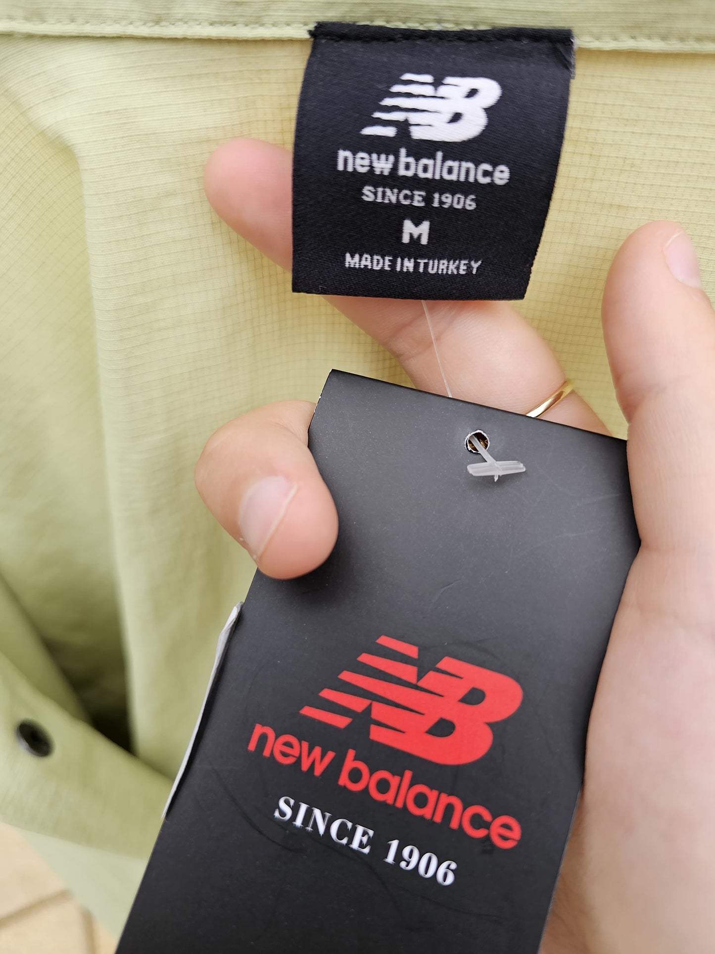 New Balance Tech Pale Green Snap Button Short Sleeve Shirt