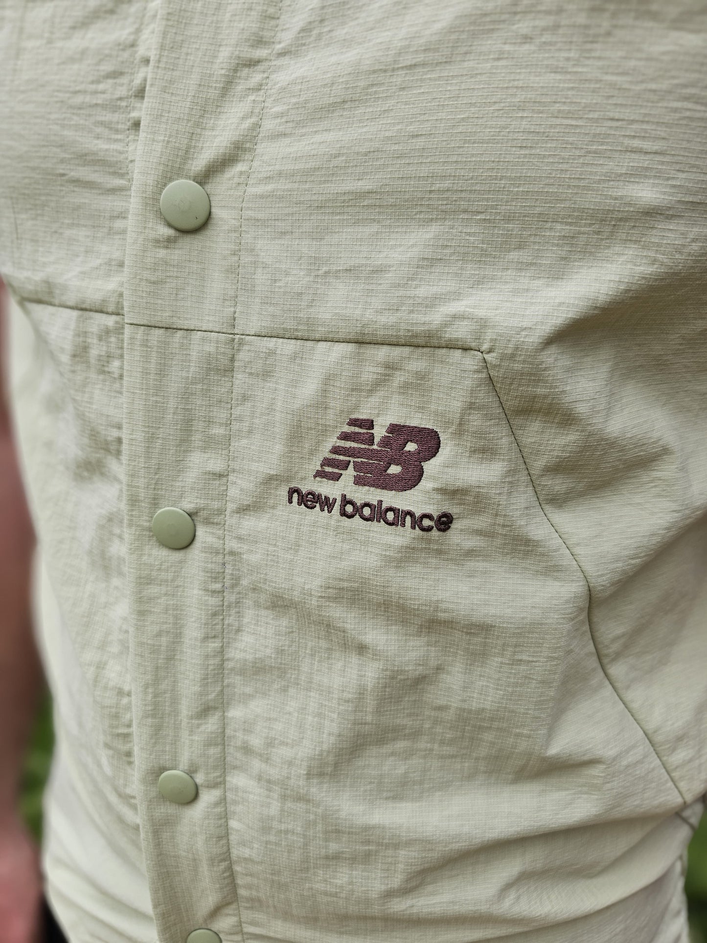 New Balance Tech Pale Green Snap Button Short Sleeve Shirt