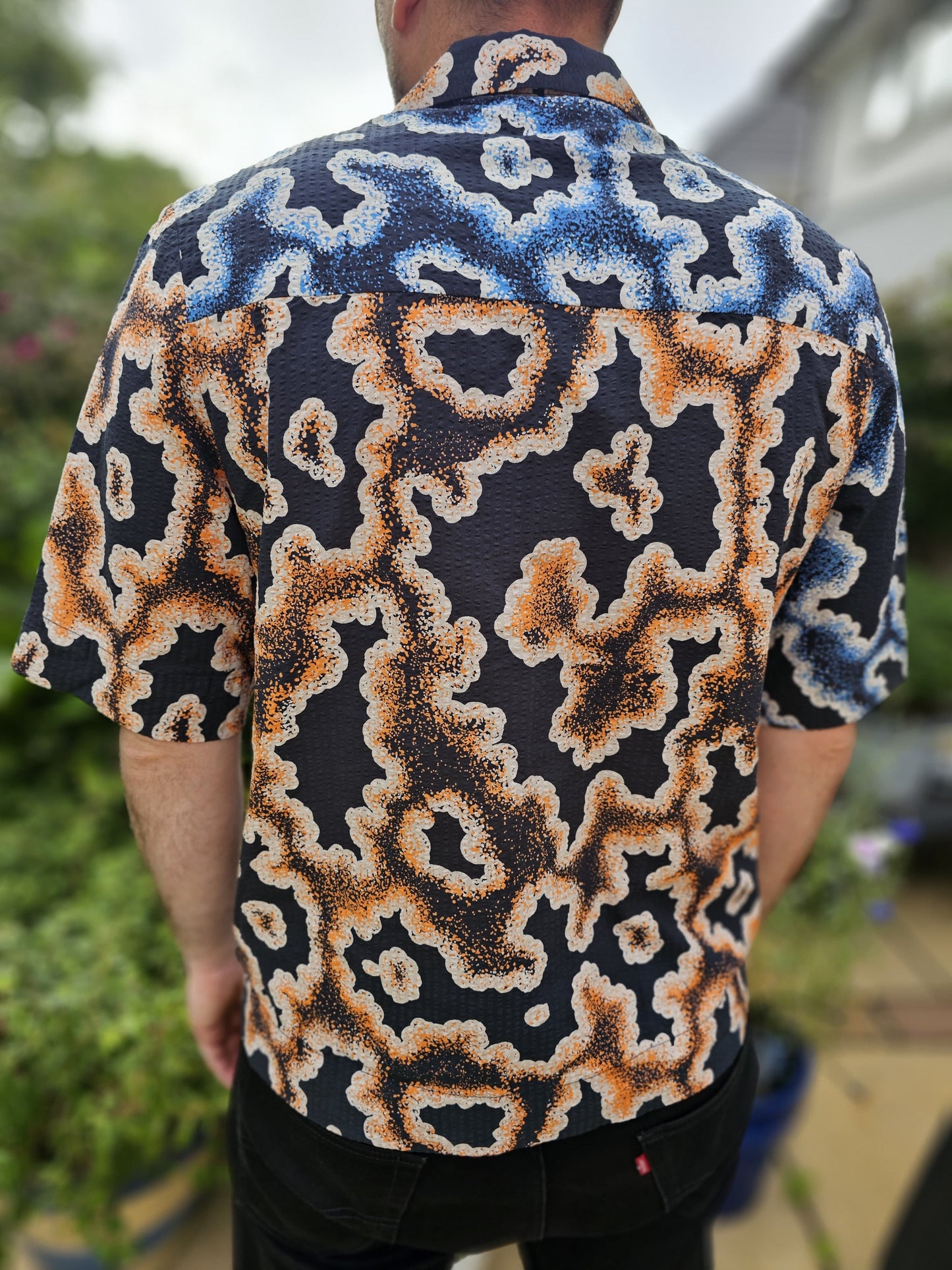 Brand New Mens EDWIN Japan Kumo Pattern Short Sleeve Shirt RRP £130 - M/Medium