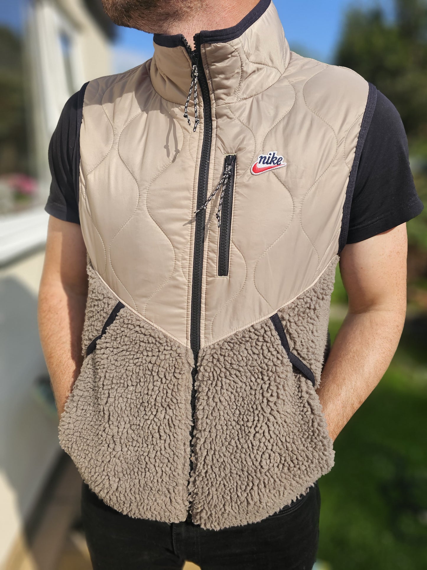 Nike Heritage Sherpa Fleece Body Warmer/Gillet/Sleeveless Full Zip Jacket - M/Medium - Streetwear