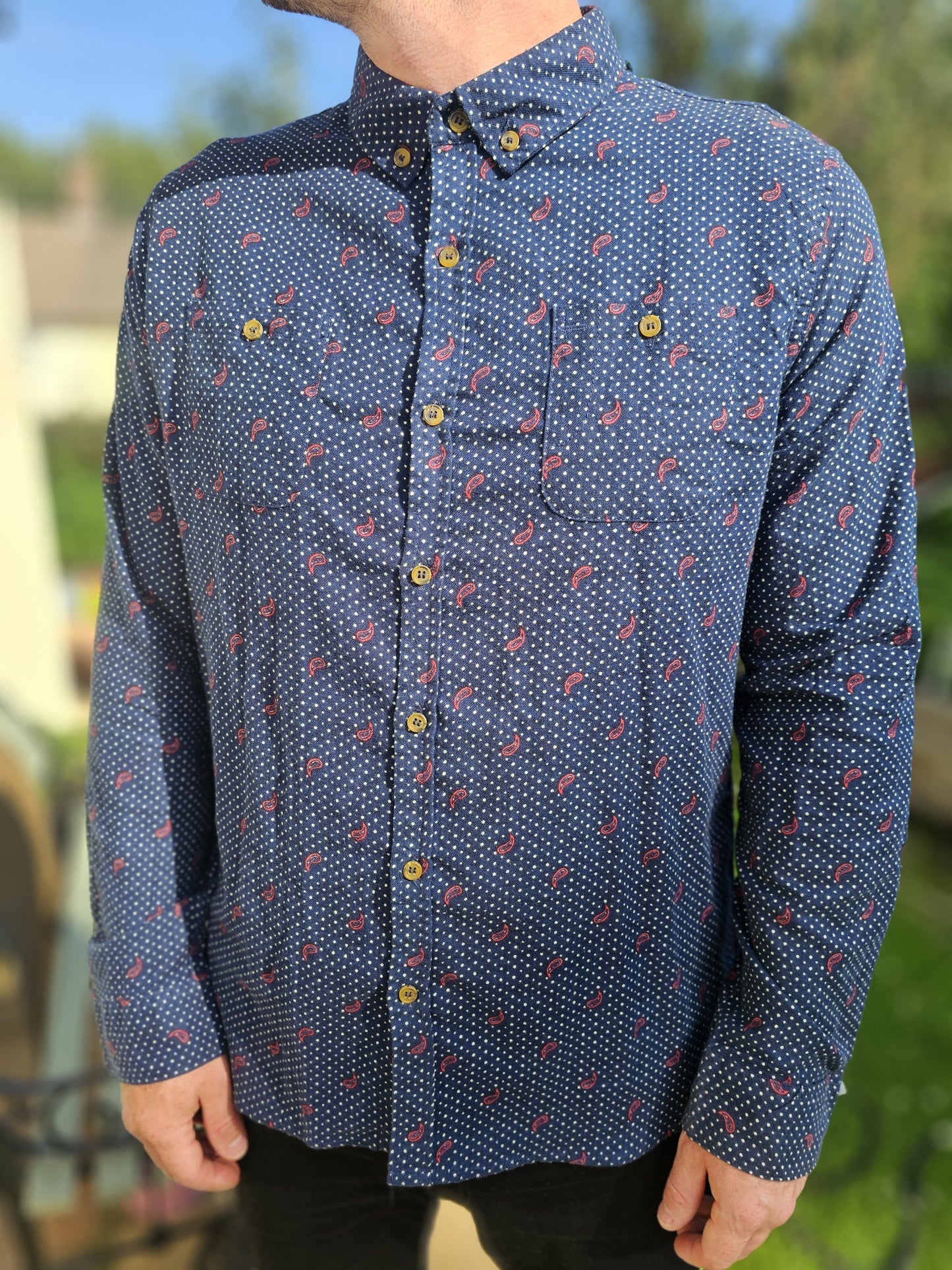 Dstruct Mens Smart Casual Long Sleeve Button Up Patterned Shirt - XL/Extra Large