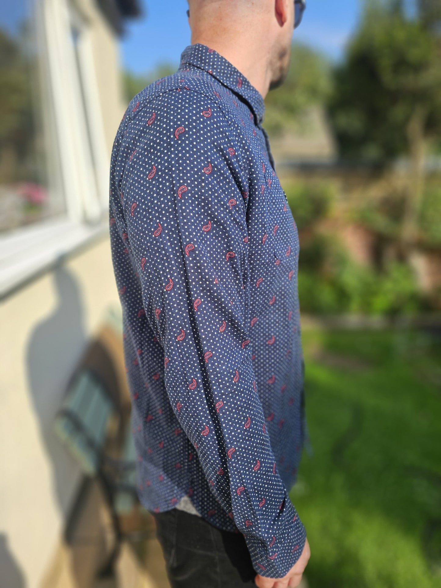 Dstruct Mens Smart Casual Long Sleeve Button Up Patterned Shirt - XL/Extra Large
