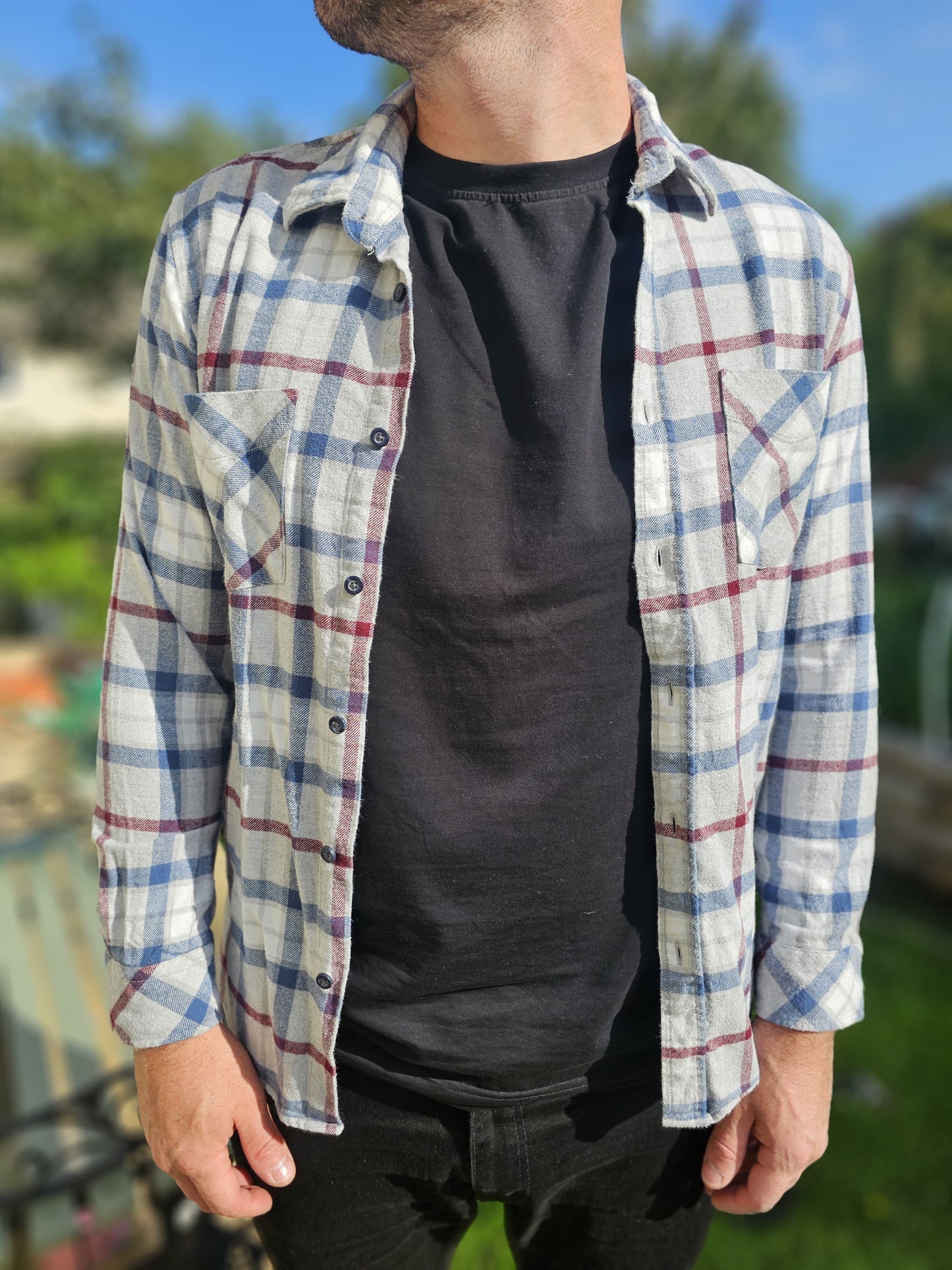 Mens Quiksilver Long Sleeve Modern Fit Button Up Check Shirt - M/Medium