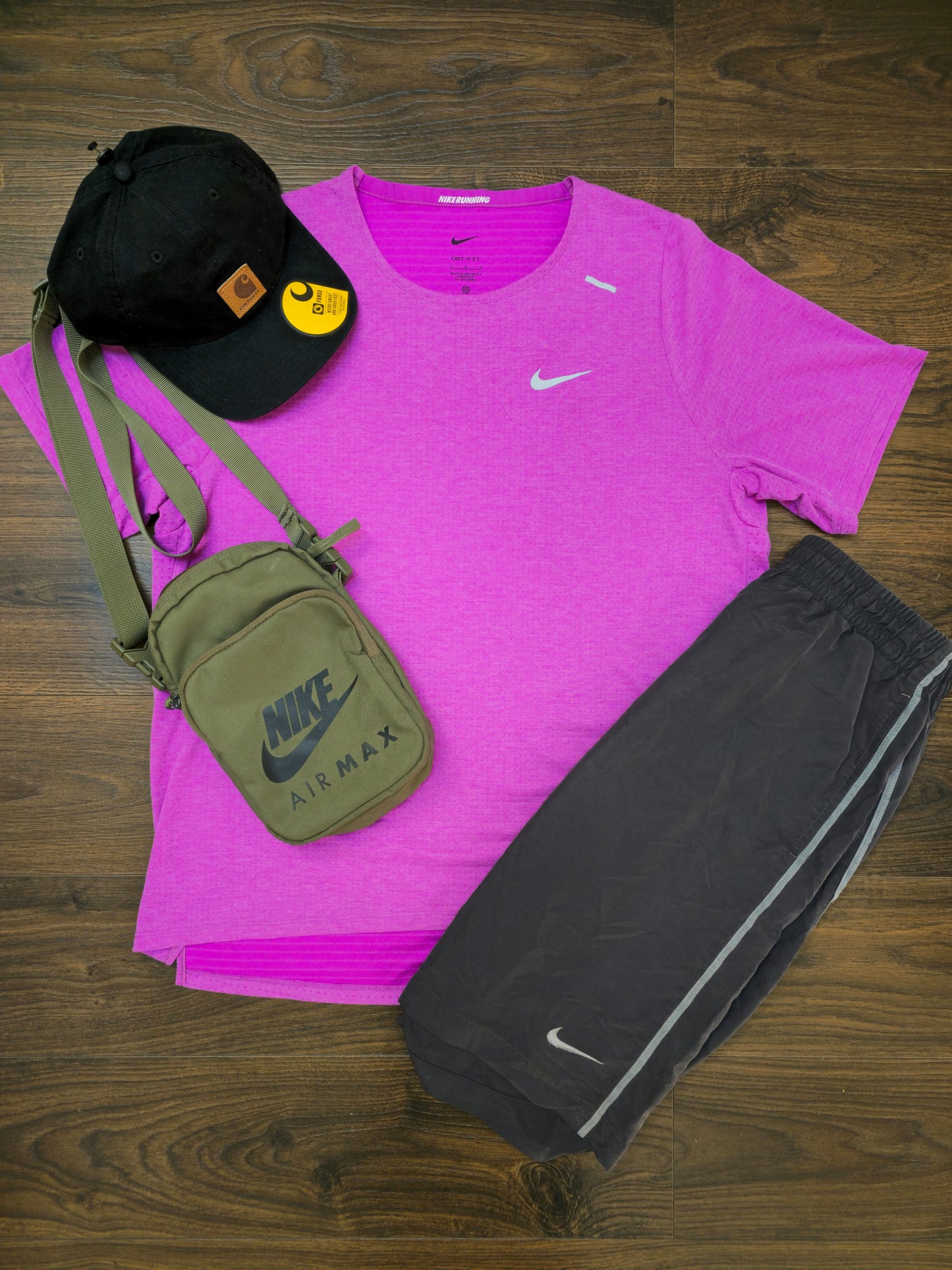 Nike/Air Max/Carharrt Activewear SET Shorts Short Sleeve T-Shirt Cap Shoulder Bag - L/Large
