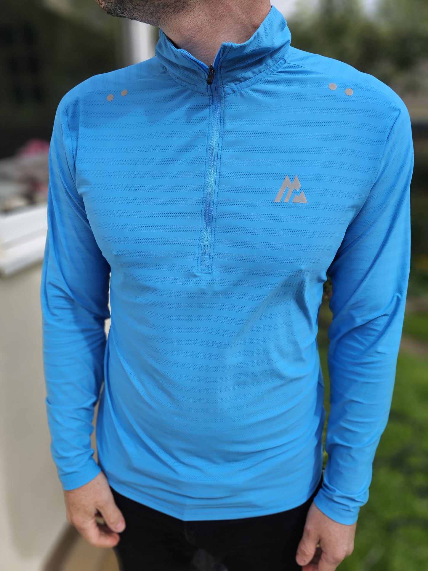 Montirex 1/4 Zip Long Sleeve Pullover Blue Top - L/Large