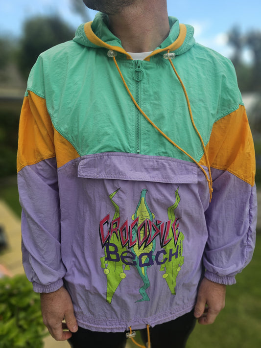 Vintage Adidas Crocodile Beach 1/2 Zip Windbreaker Track Jacket 80s 90 - XL/Extra Large