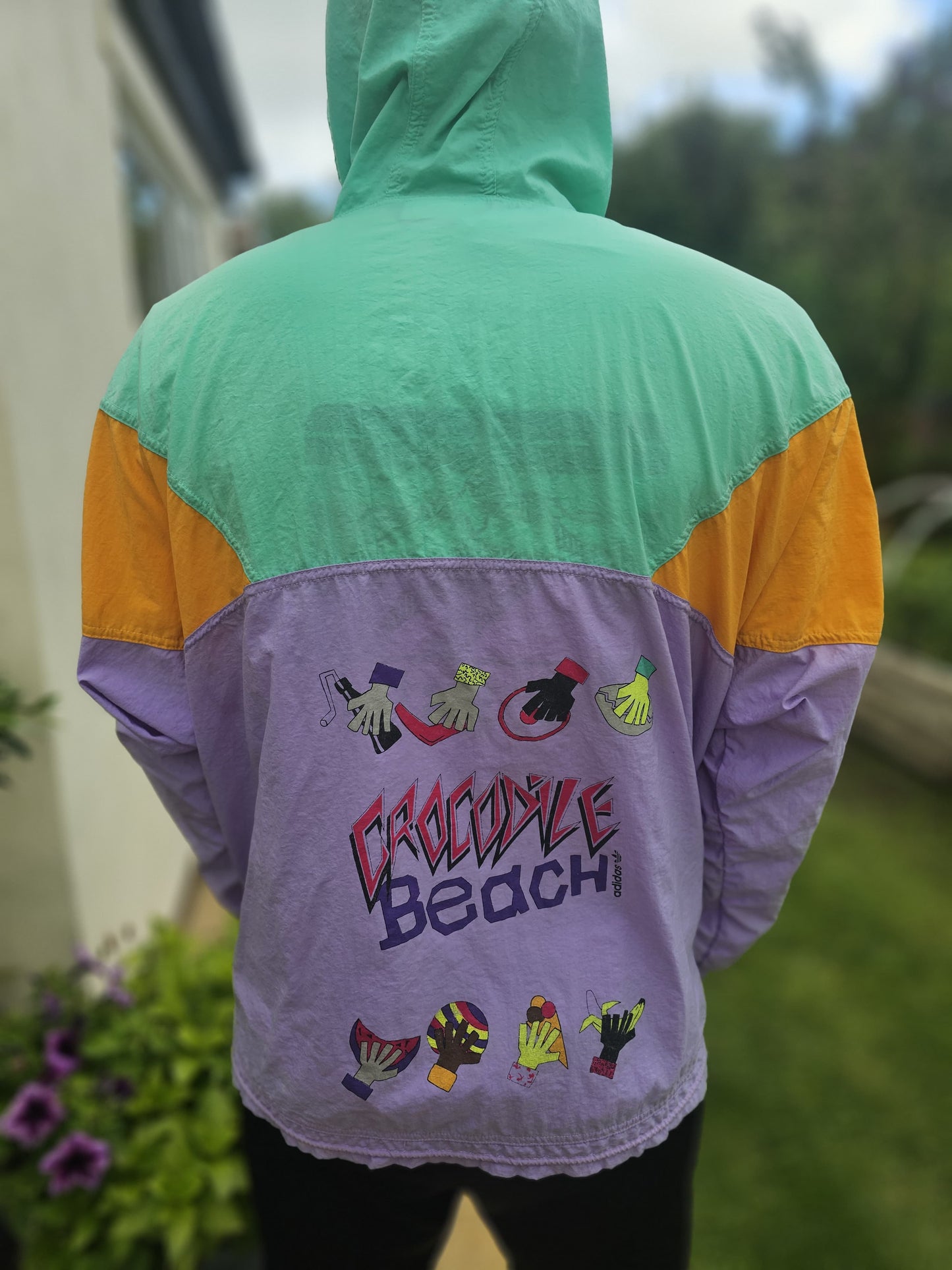 Vintage Adidas Crocodile Beach 1/2 Zip Windbreaker Track Jacket 80s 90 - XL/Extra Large