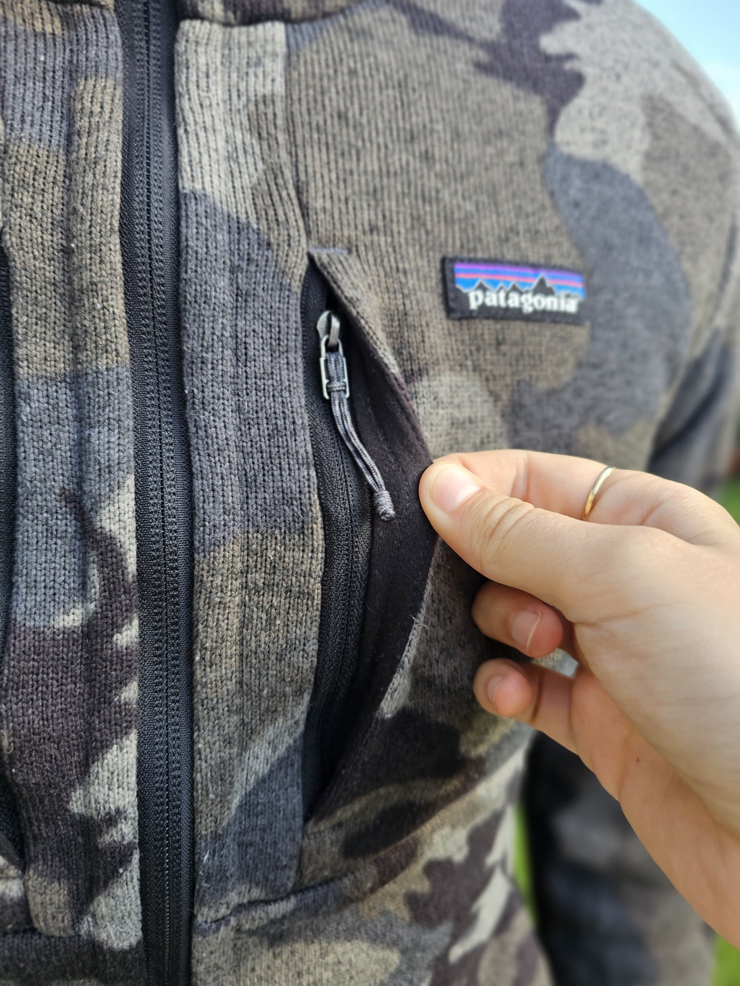 Mens Patagonia Camo Full Zip Hoodie/Hooded Fleece Jacket - M/Medium