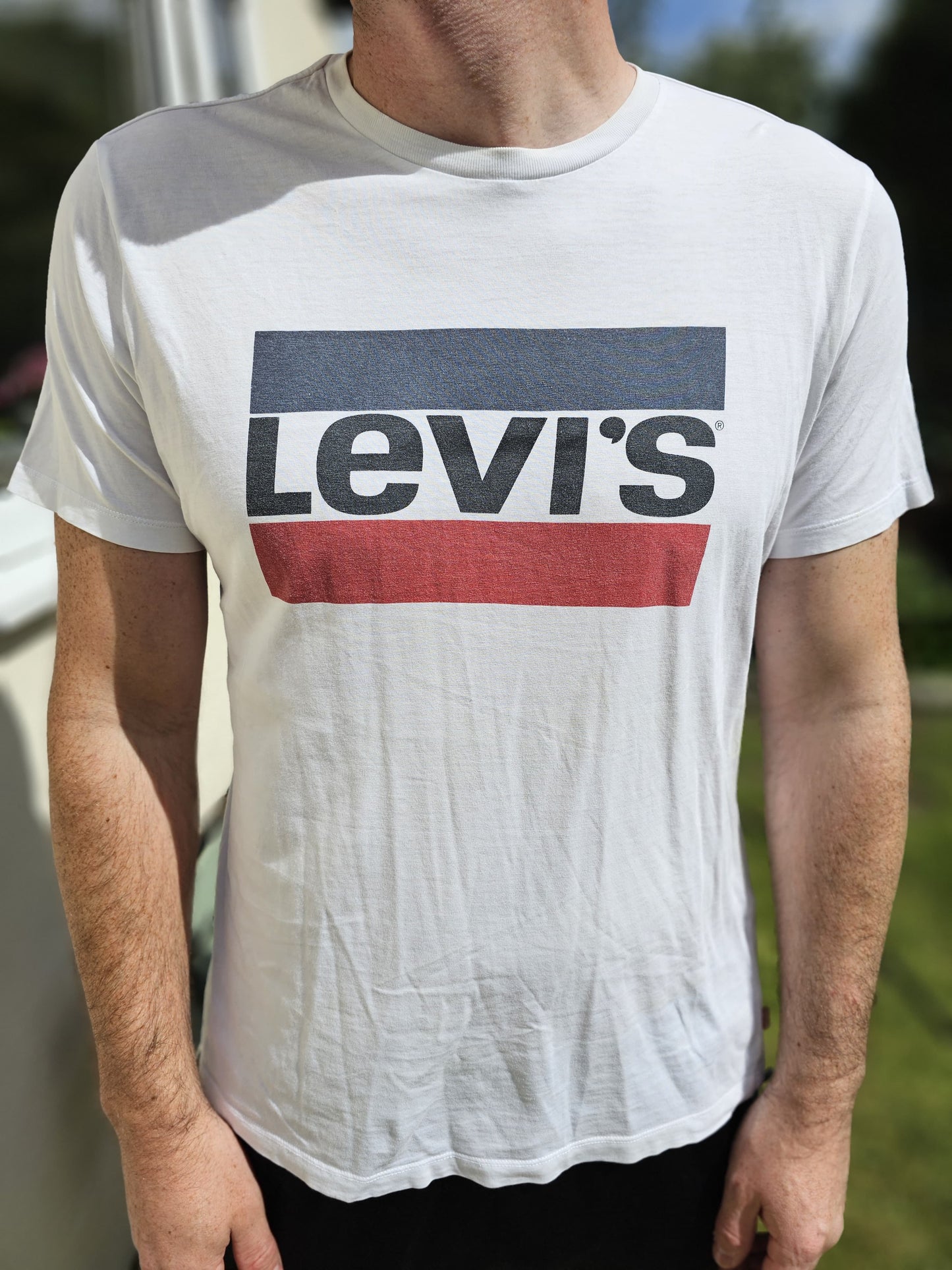 Mens Levi's Short Sleeve Large Print Spellout T-Shirt - L/Large
