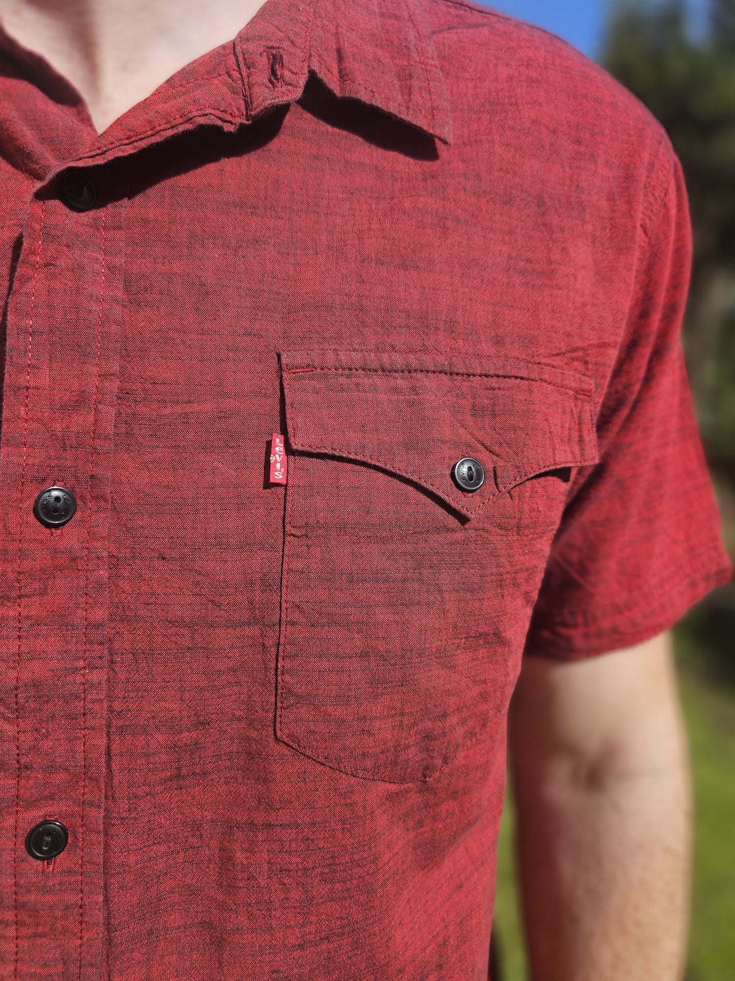 Levi's Short Sleeve Deep Red Shirt - L/Large