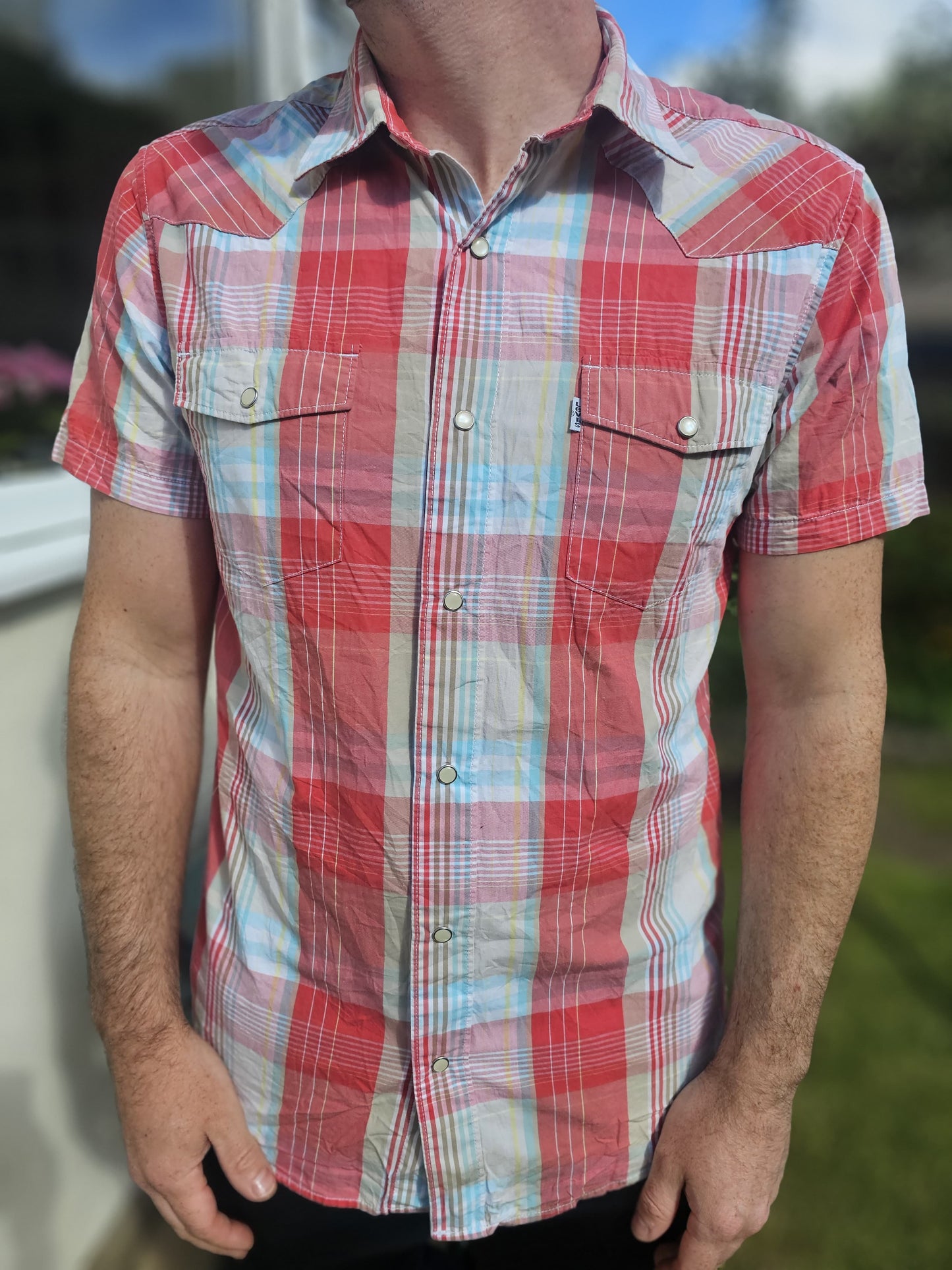 Levi's Short Sleeve Multicolour Check Checkered Shirt - L/Large