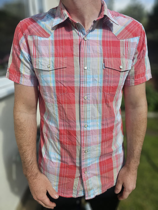 Levi's Short Sleeve Multicolour Check Checkered Shirt - L/Large
