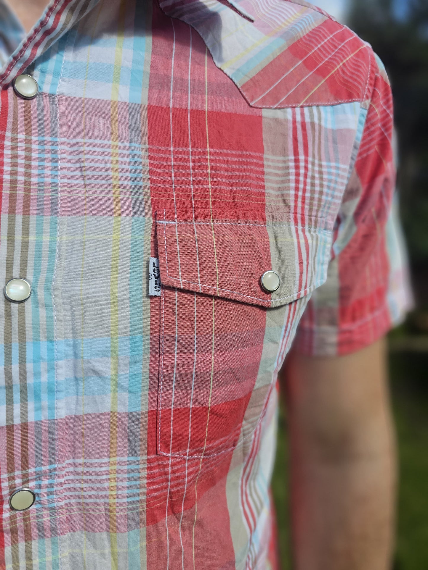 Levi's Short Sleeve Multicolour Check Checkered Shirt - L/Large