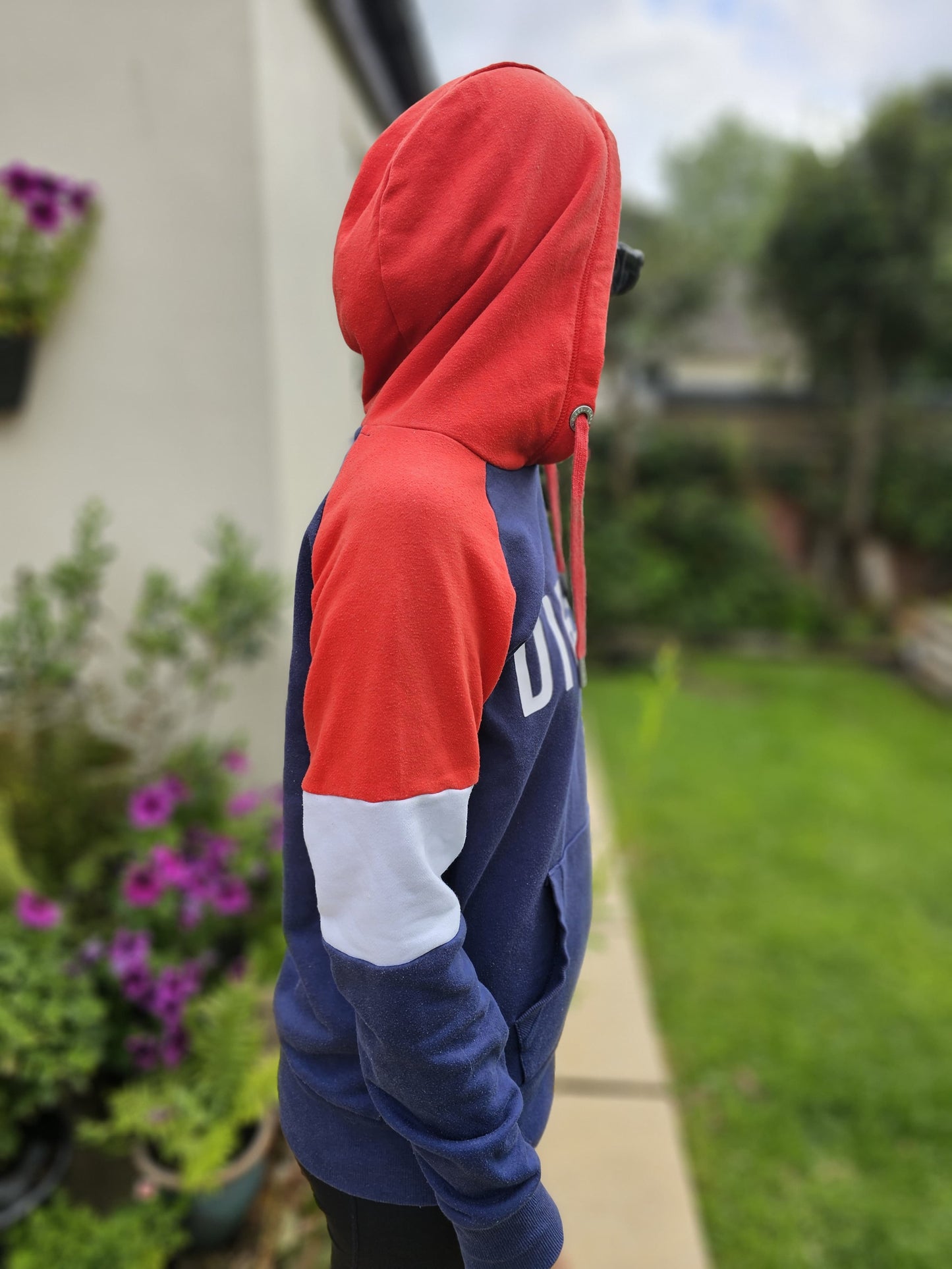 Womens Diesel Big Spellout Navy/Red/White Pullover Hoodie - L/Large