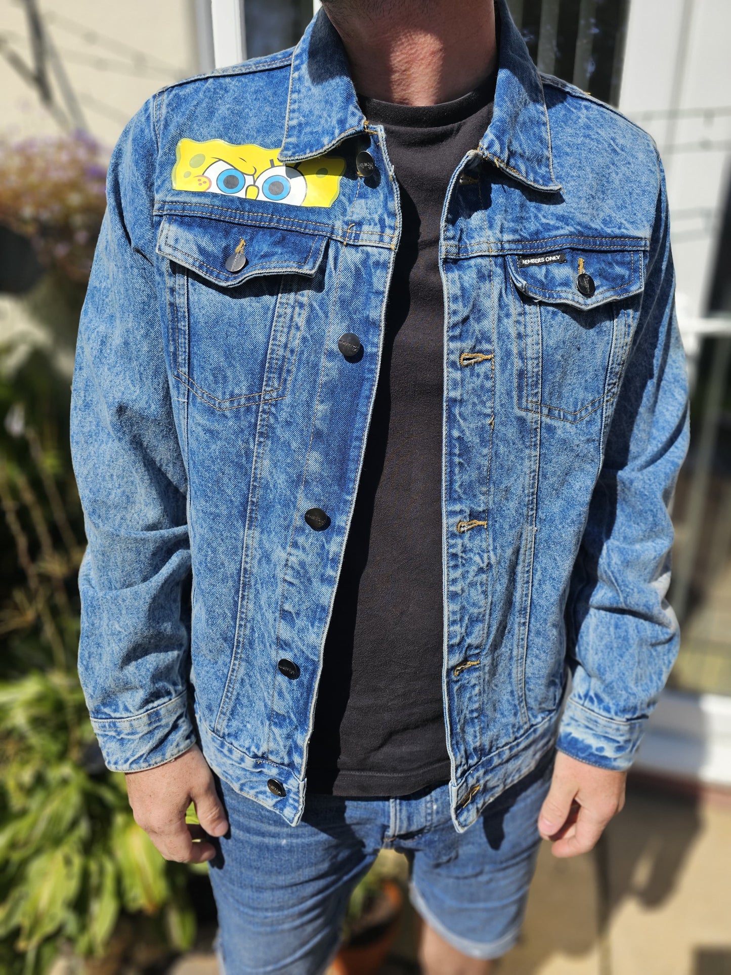 Rare Members Only X Nickelodeon X Sponge Bob Denim Jacket - L/Large