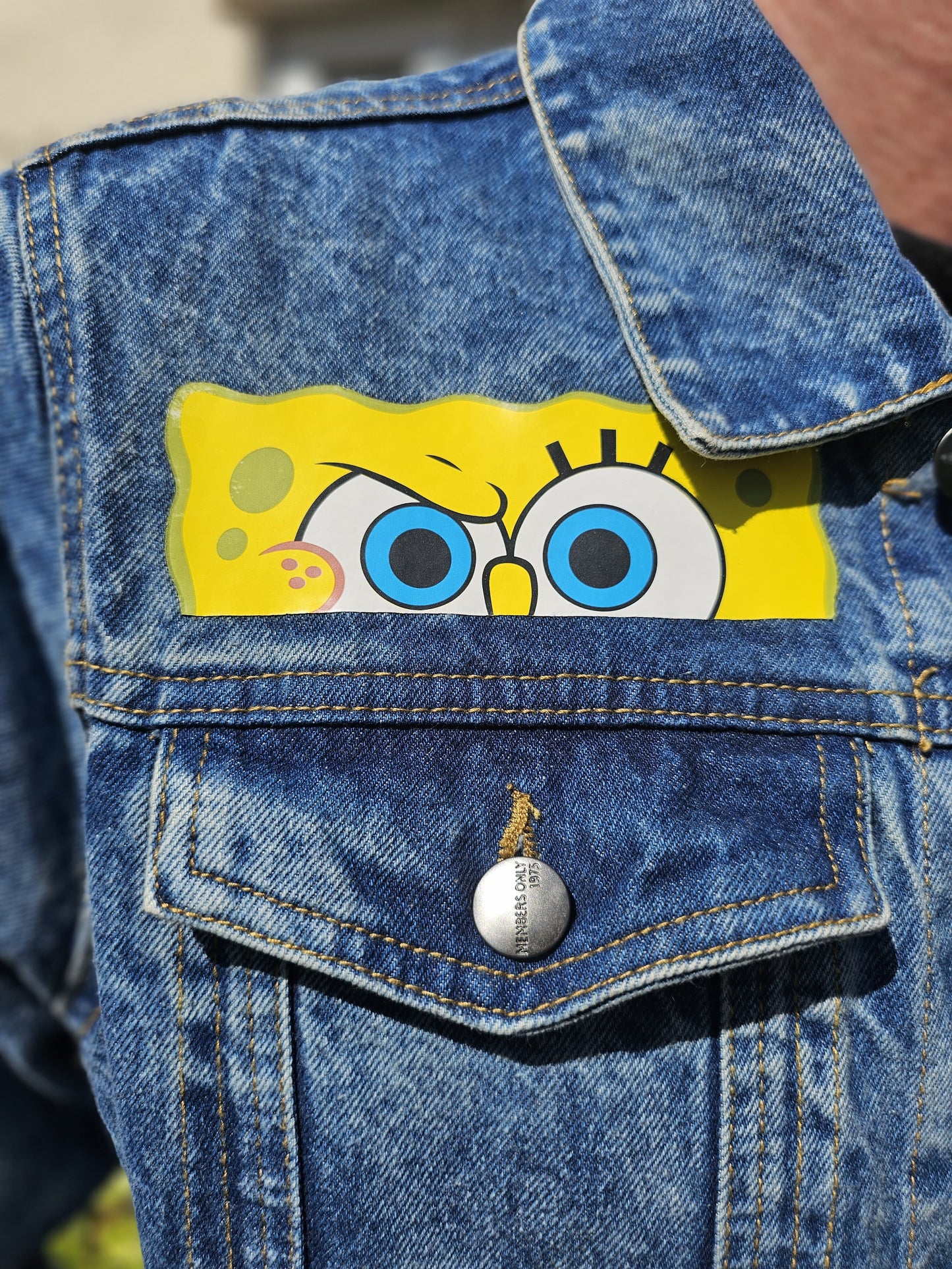 Rare Members Only X Nickelodeon X Sponge Bob Denim Jacket - L/Large