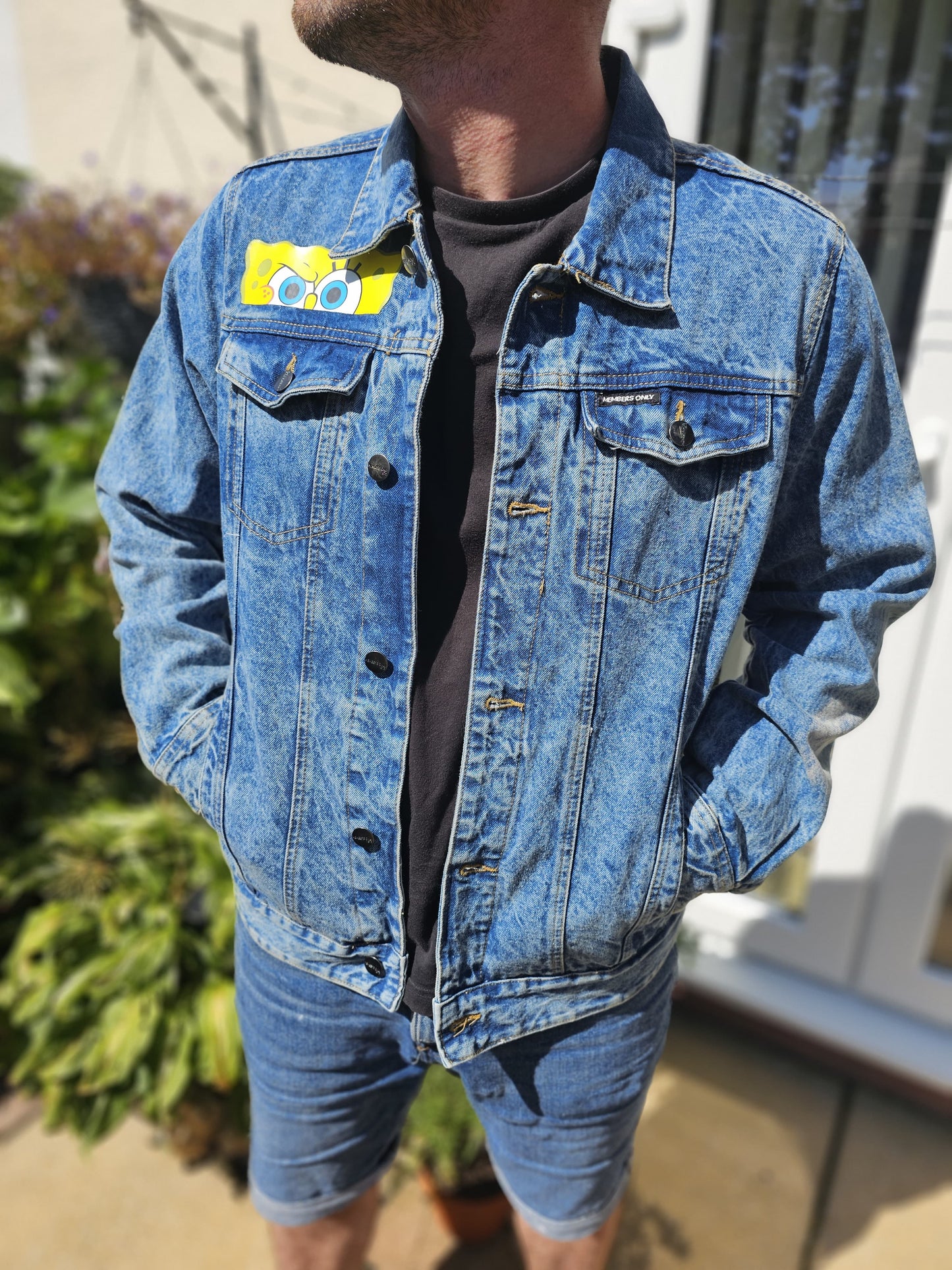Rare Members Only X Nickelodeon X Sponge Bob Denim Jacket - L/Large