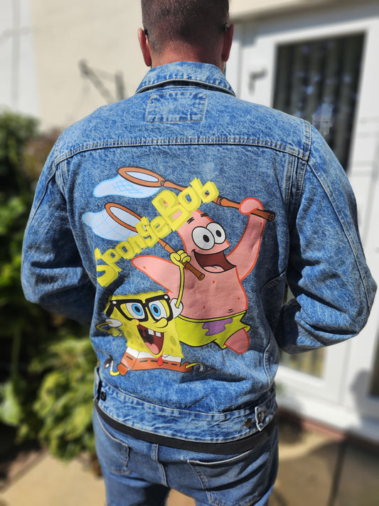 Rare Members Only X Nickelodeon X Sponge Bob Denim Jacket - L/Large