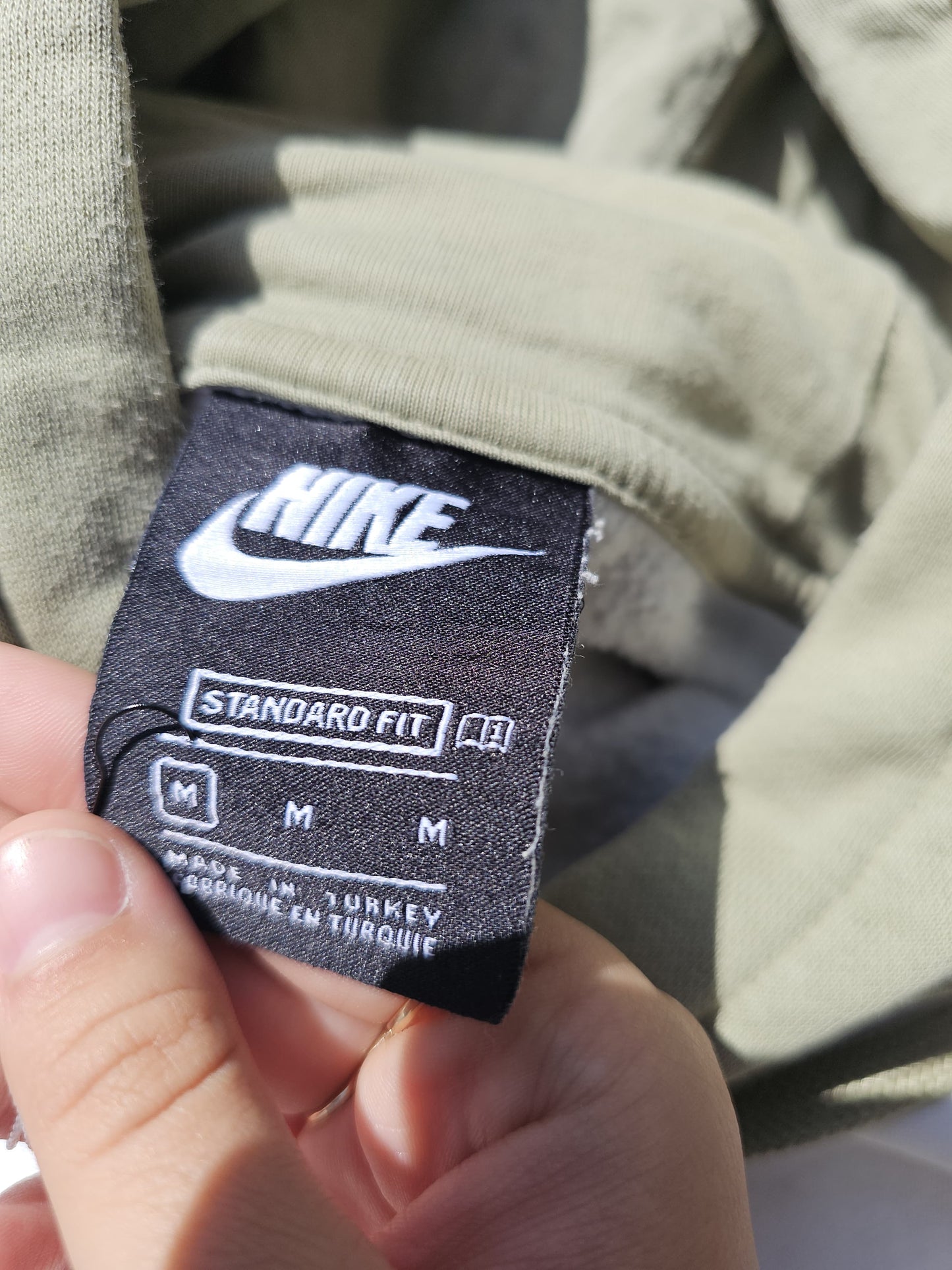 Womens Nike Standard Fit White/Khaki Hoodie - M/Medium
