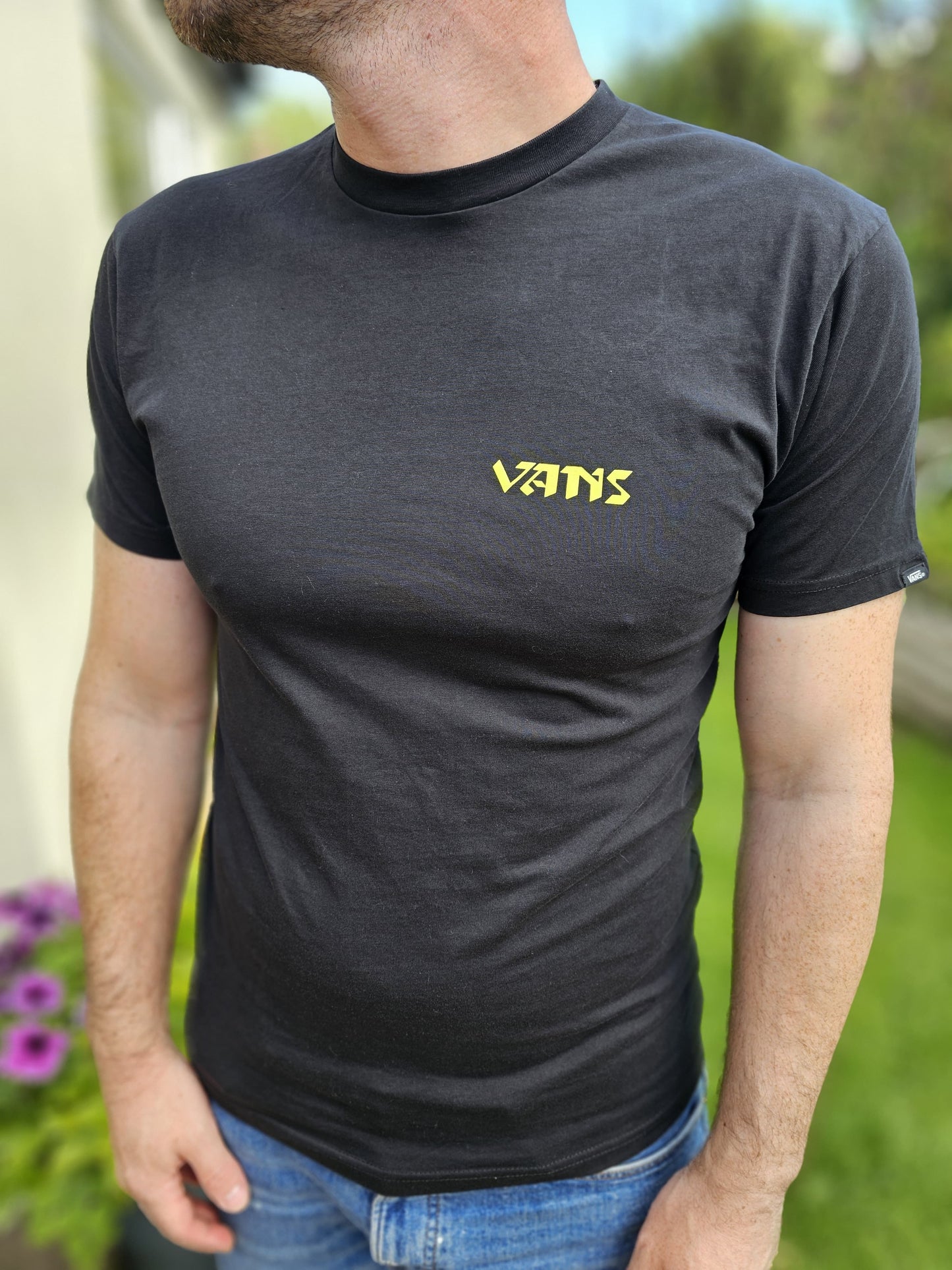 Mens/Unisex Black Vans Reaper Rear Printed Short Sleeve T-Shirt - M/Medium