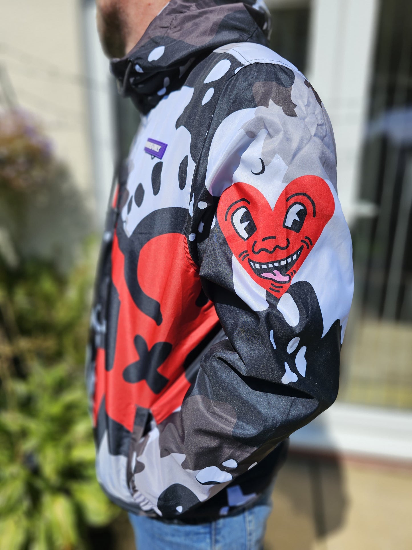 Keith Haring X Members Only Full Zip Hooded Windbreaker Jacket - L/Large