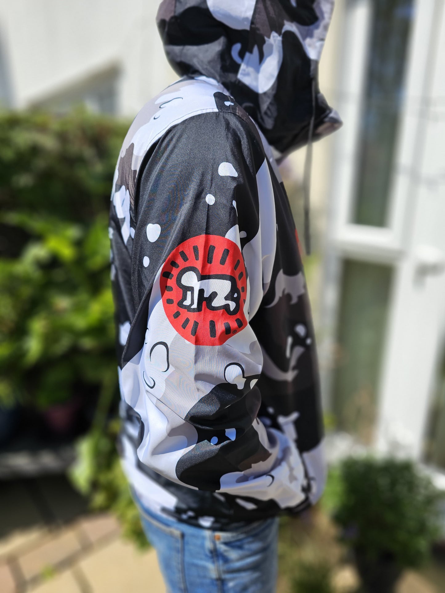 Keith Haring X Members Only Full Zip Hooded Windbreaker Jacket - L/Large