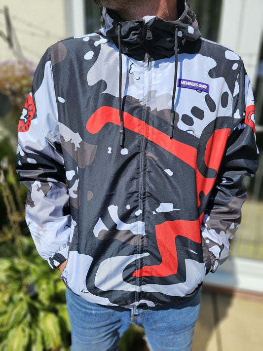Keith Haring X Members Only Full Zip Hooded Windbreaker Jacket - L/Large