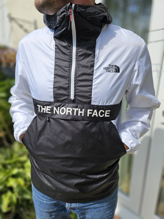 The North Face 1/2 Zip Hooded Pullover Black/White Windbreaker Jacket - M/Medium