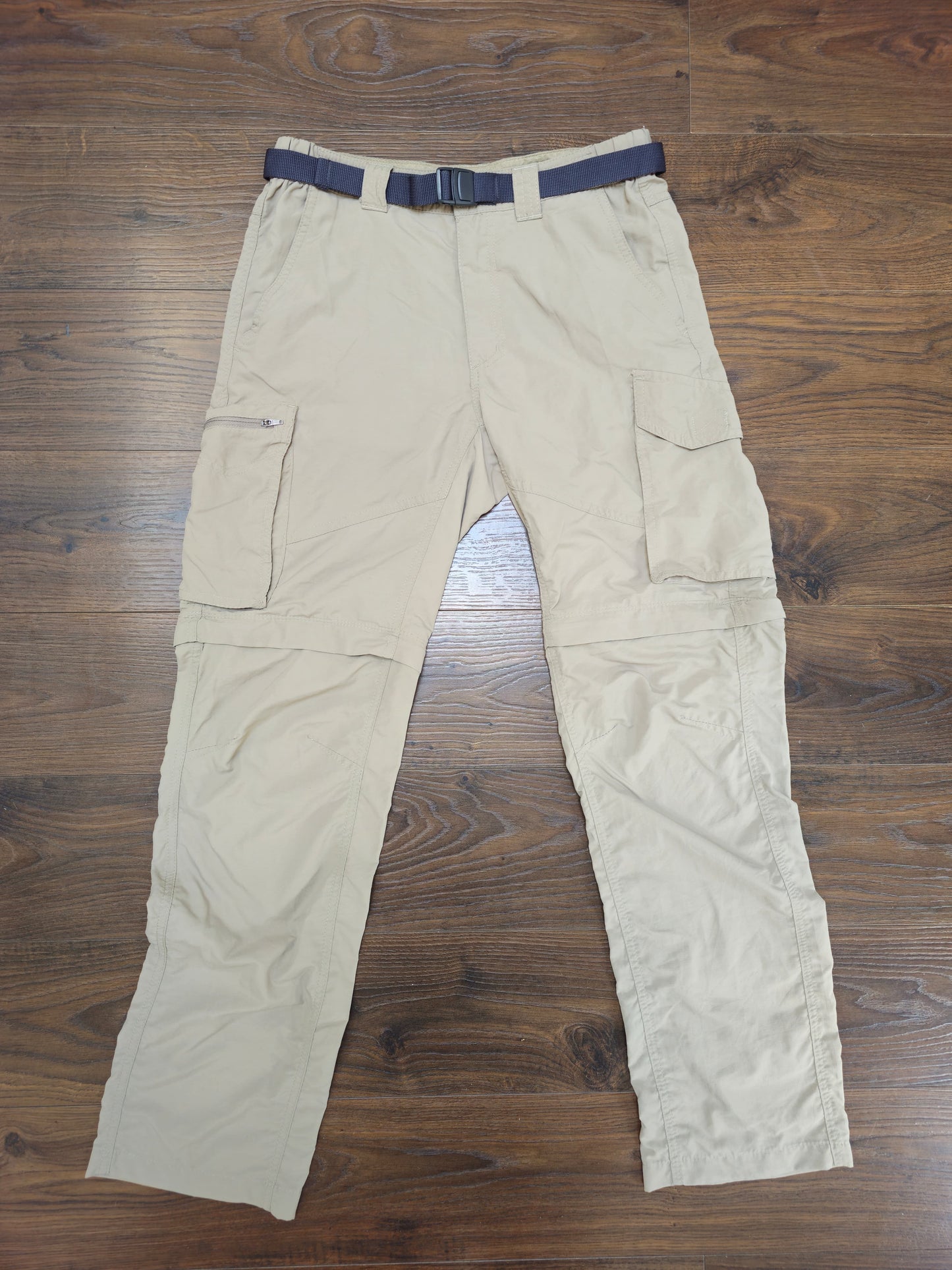 Mens Columbia Beige Cut Off Hiking/Walking Cargo Trousers/Shorts - W30/L32