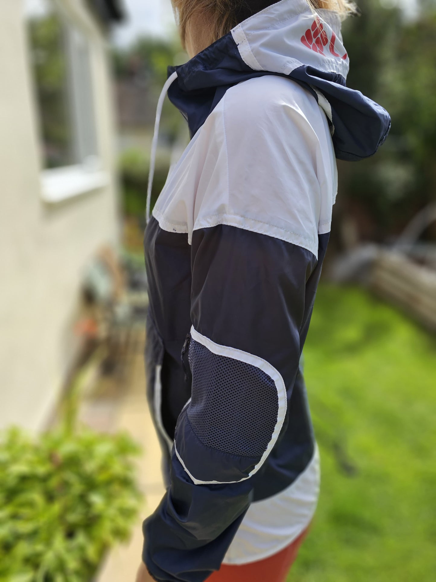 Columbia Challenger Pullover 1/2 Zip Hooded Windbreaker Navy/White - L/Large