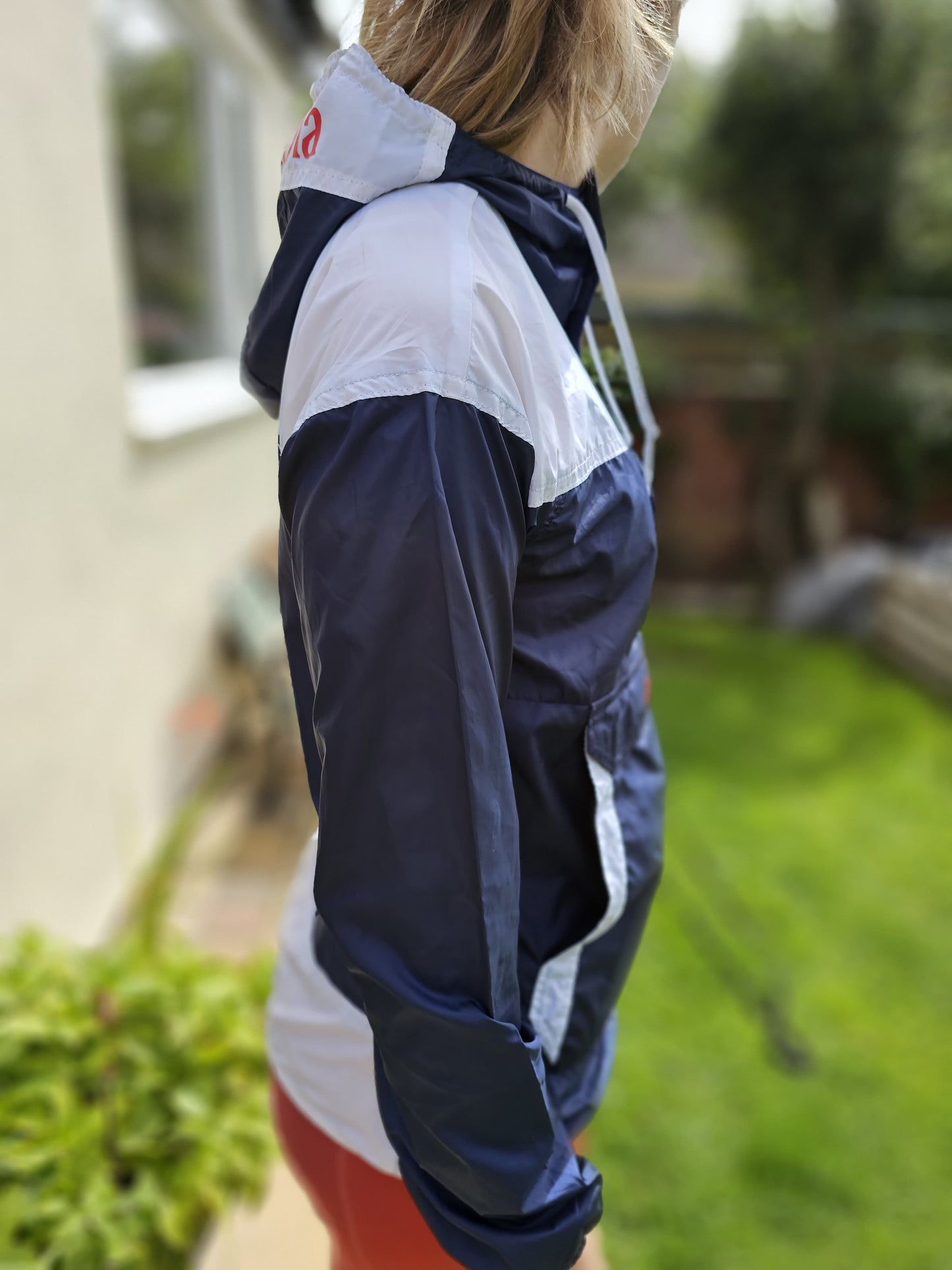 Columbia Challenger Pullover 1/2 Zip Hooded Windbreaker Navy/White - L/Large