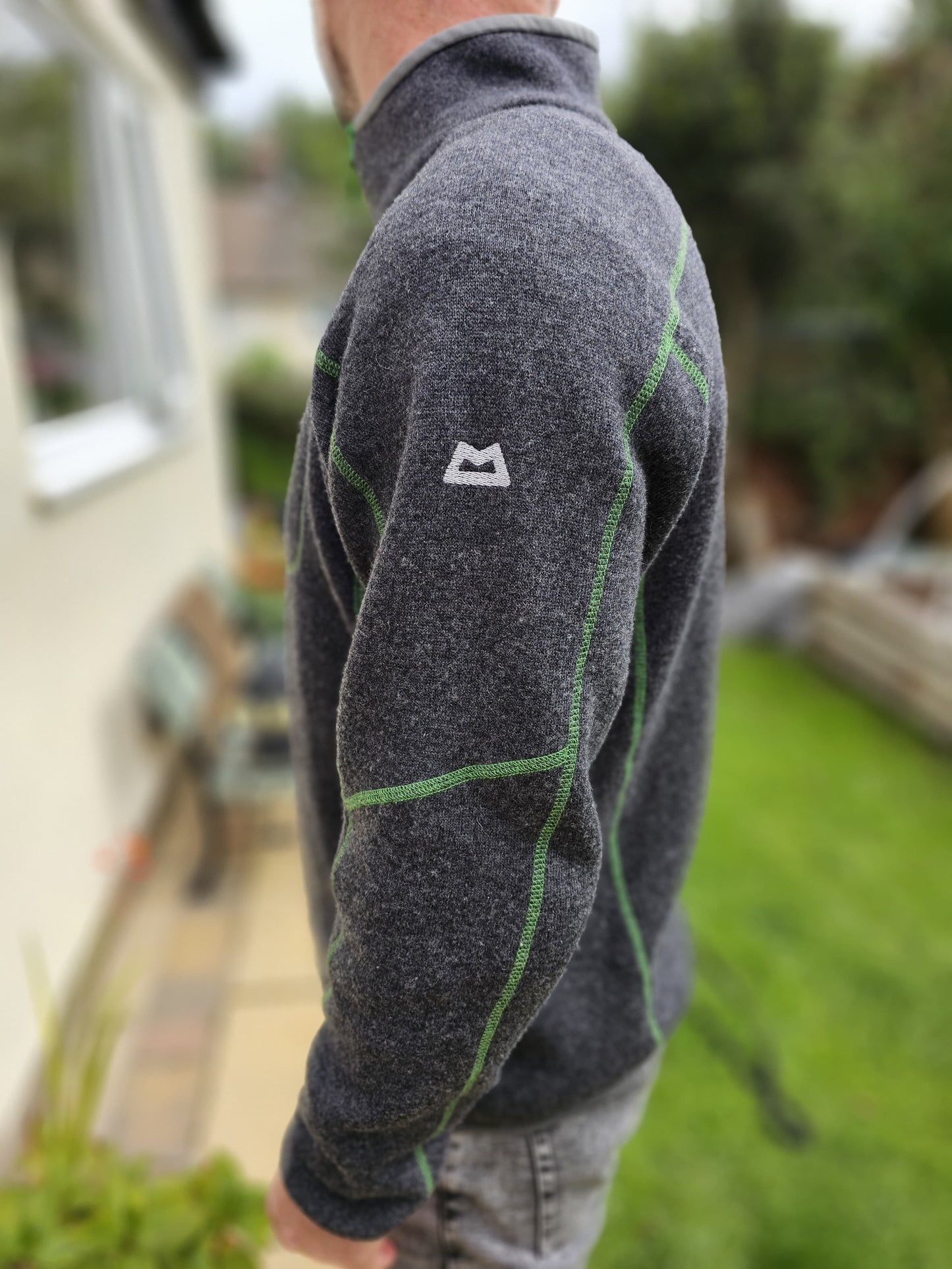 Men's Mountain Equipment Chamonix Zip Sweater/Jumper - Grey/Green - L/Large